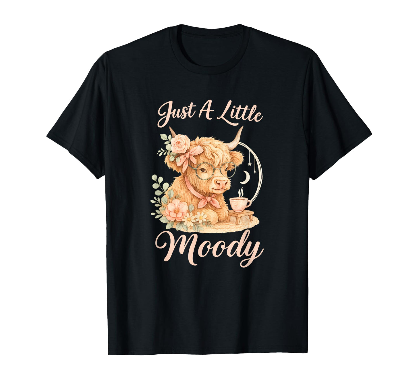 Just A Little Moody Cute Highland Cow Aesthetic T-Shirt