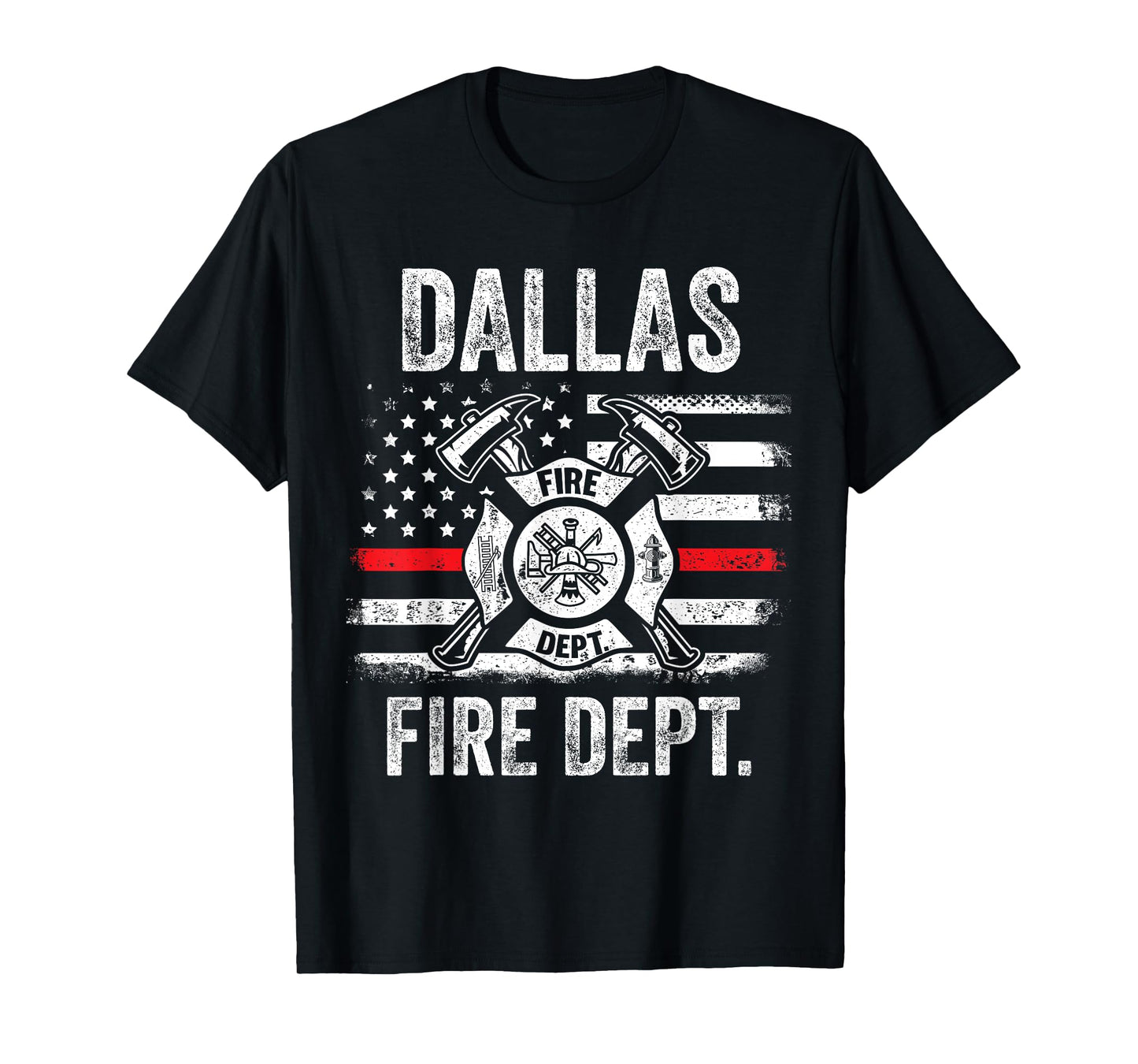 Dallas Texas Fire Department Thin Red Line Fireman T-Shirt