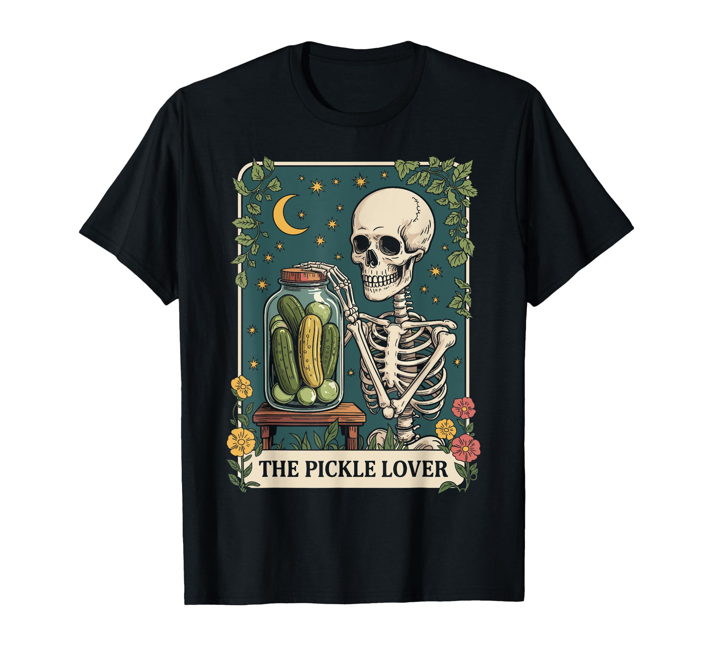 The Pickle Lover Tarot Card Skeleton T-Shirt