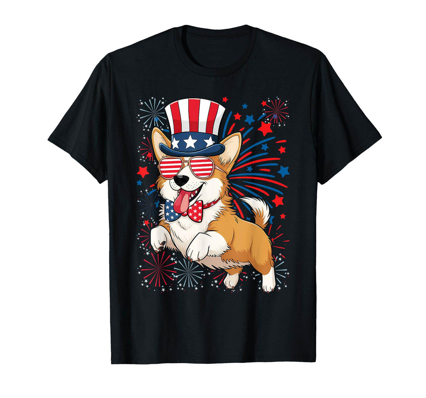 Corgi Dog 4th of July American USA Flag Patriotic Funny T-Shirt