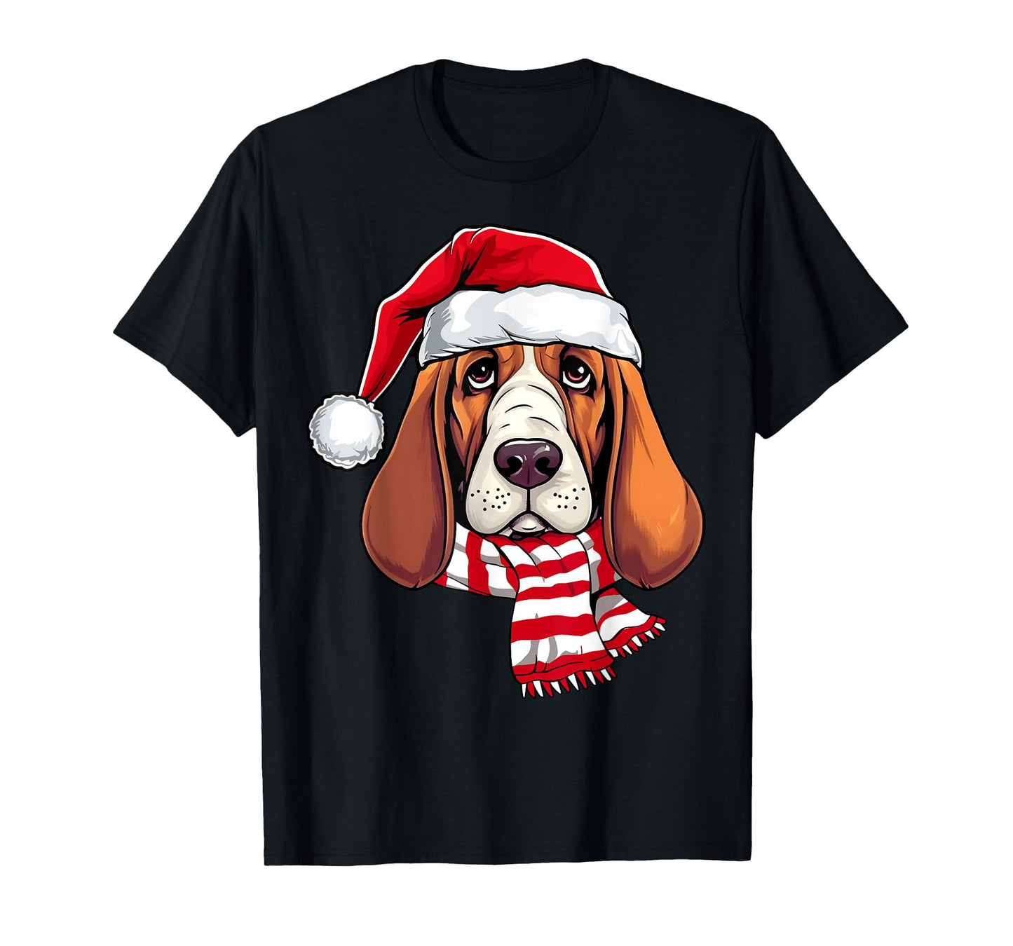 Santa Basset Hound Christmas Dog Lover Men Women Kids T-Shirt