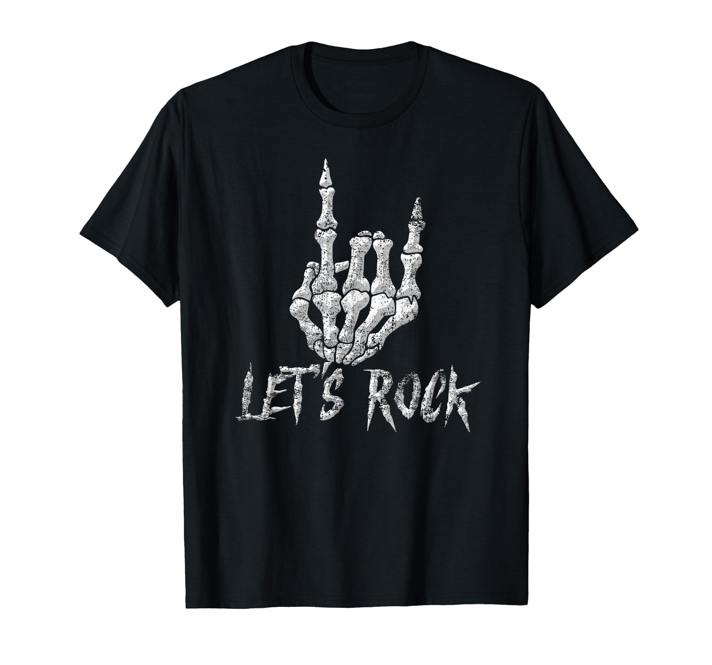 Rock Roll Band Skeleton Hand Guitar Rock Cool Men Women Boys T-Shirt