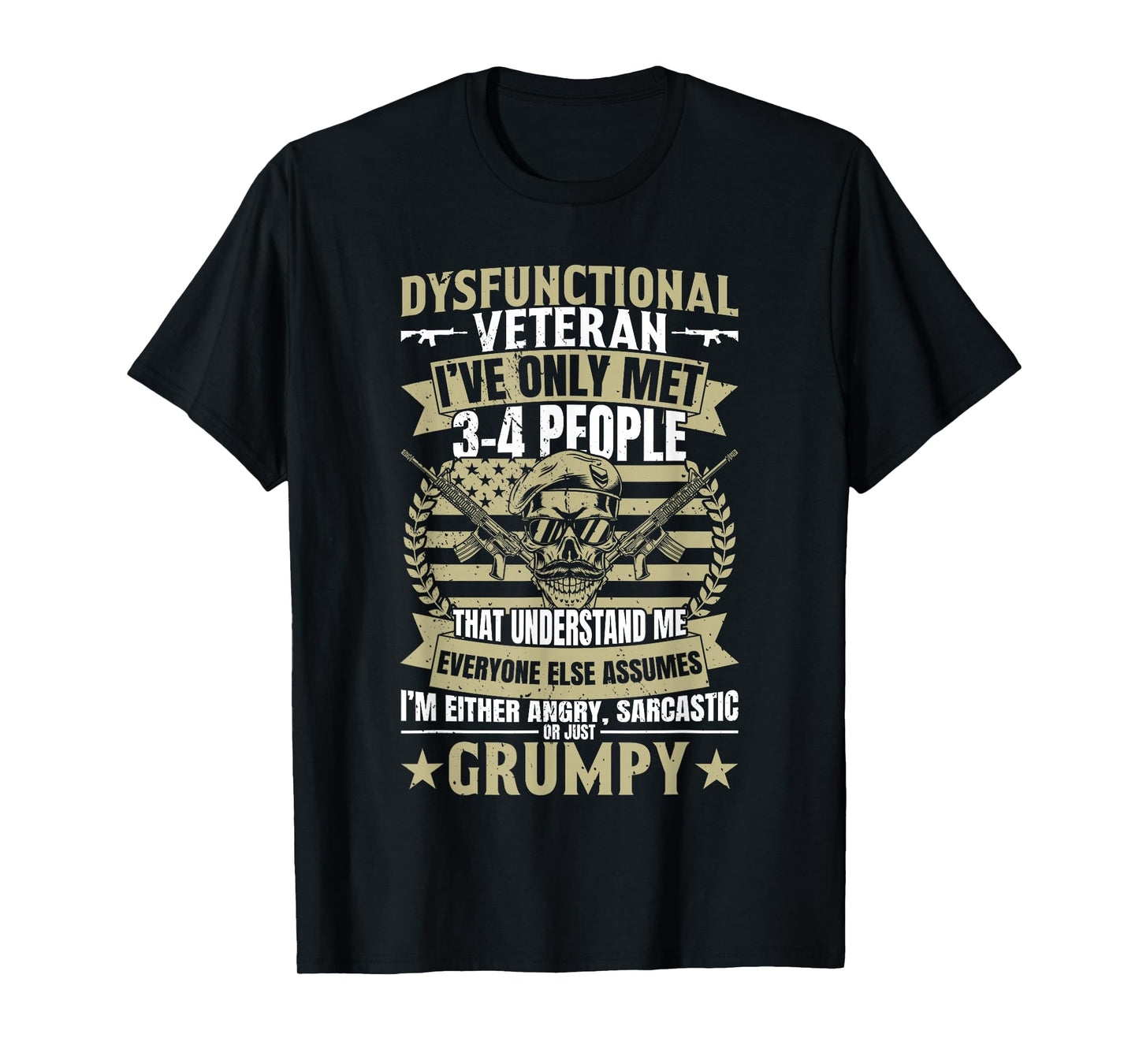 Retired Military Veteran Tees Disgruntled Veteran T-Shirt - Unisex-Adults, Black, Small, Short Sleeve