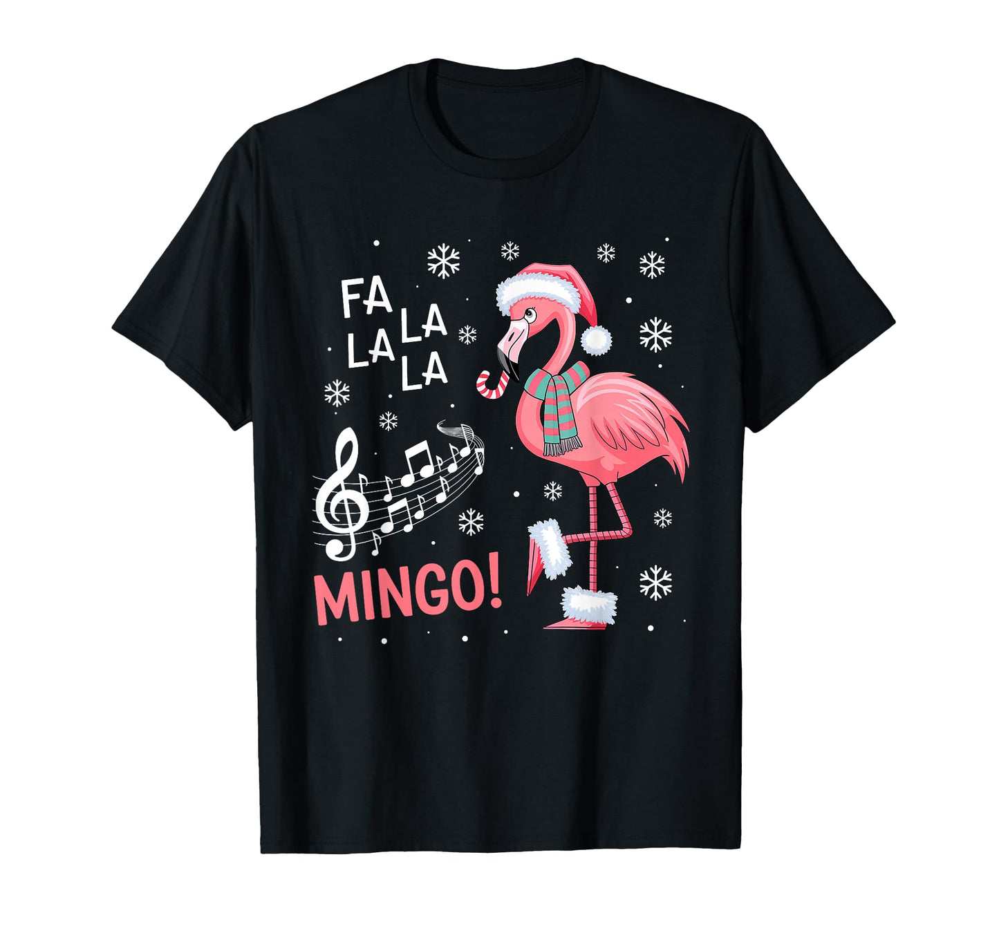 Fa La La Mingo Flamingo Candy Cane Christmas T-Shirt