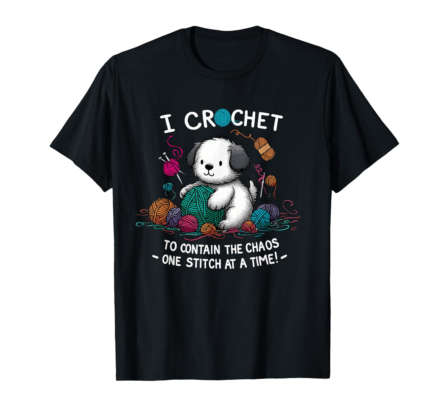 Funny Graphic Tees for Yarn Crochet Lovers Dog Theme Mom Tee T-Shirt