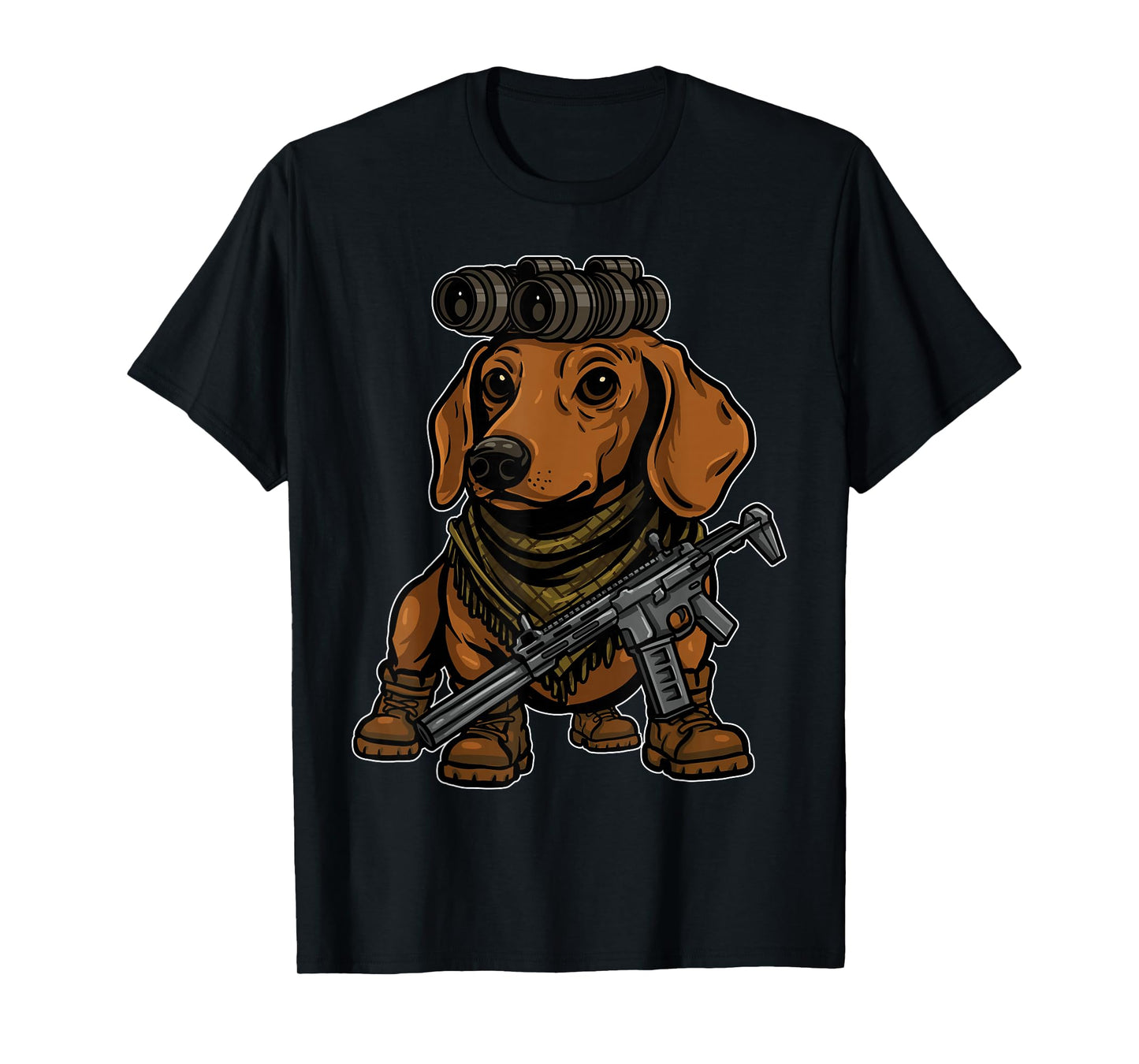 Dachshund Dog with NVG Funny Tactical Wiener Military Meme T-Shirt