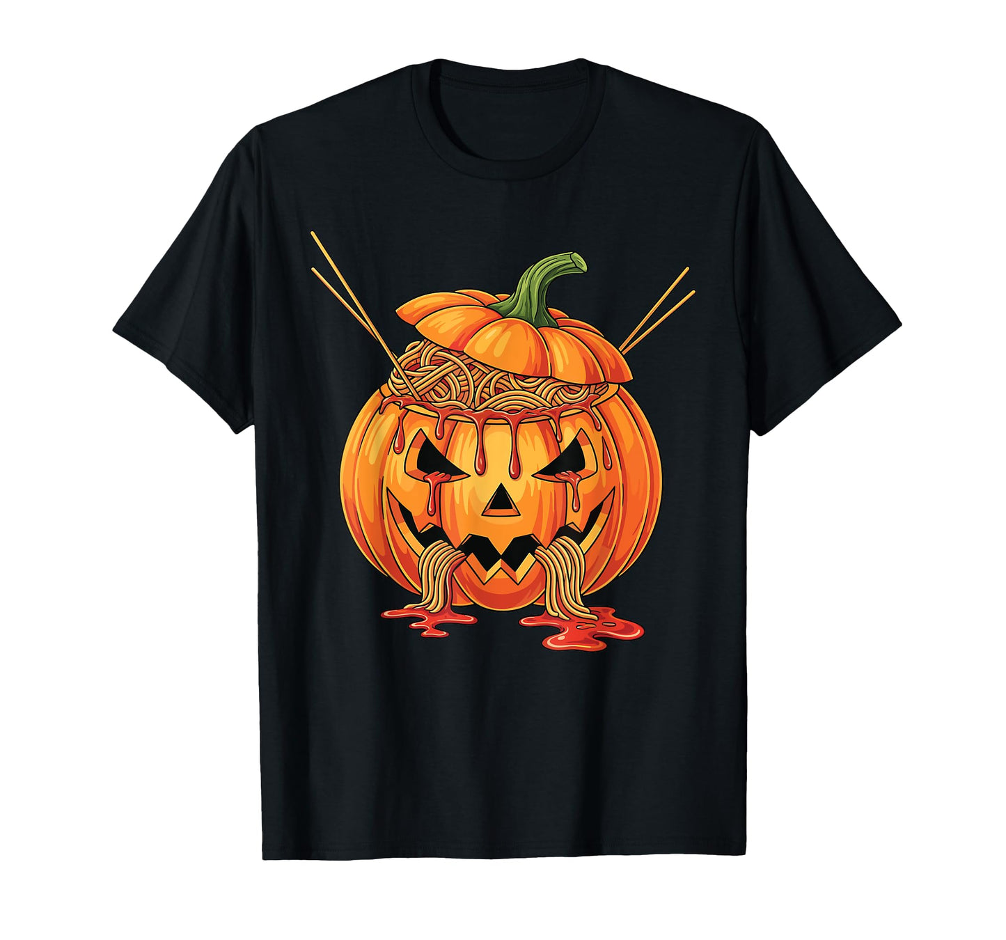 Creepy Spaghetti Pumpkin Horror Art Halloween Costume T-Shirt