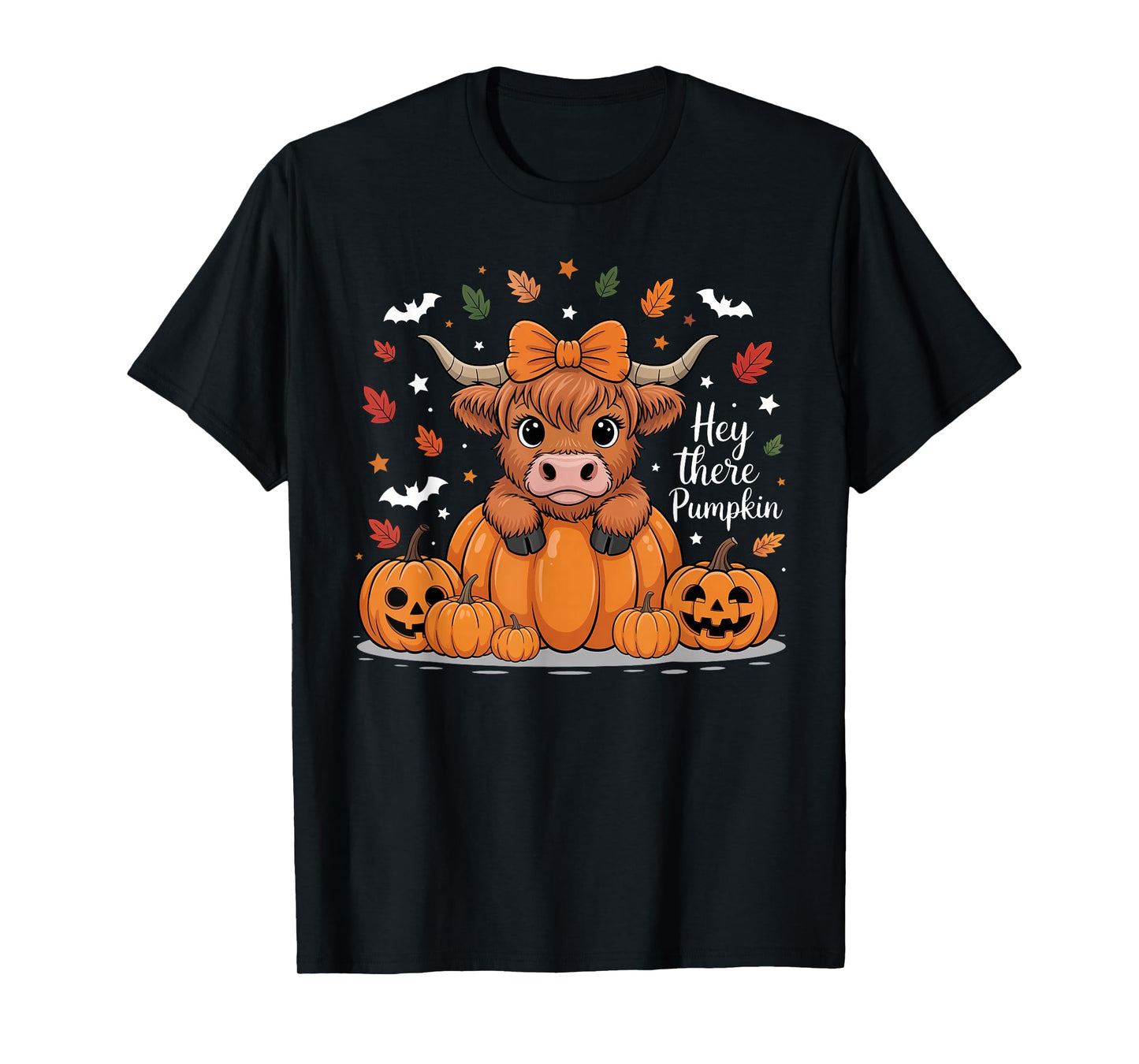 Hey There Pumpkin Halloween Highland Cow Lover Cow Farm T-Shirt