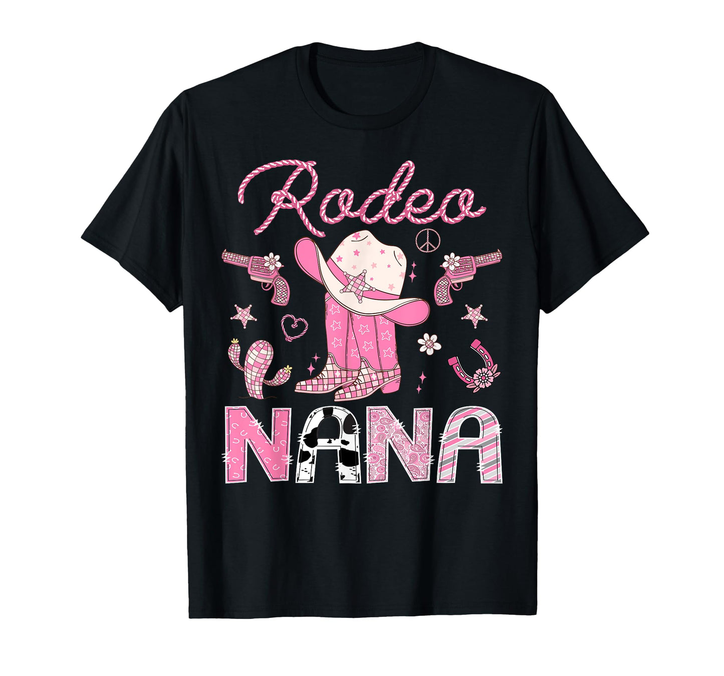 Rodeo Nana 1St Birthday Pink Boots Disco Cowgirl T-Shirt