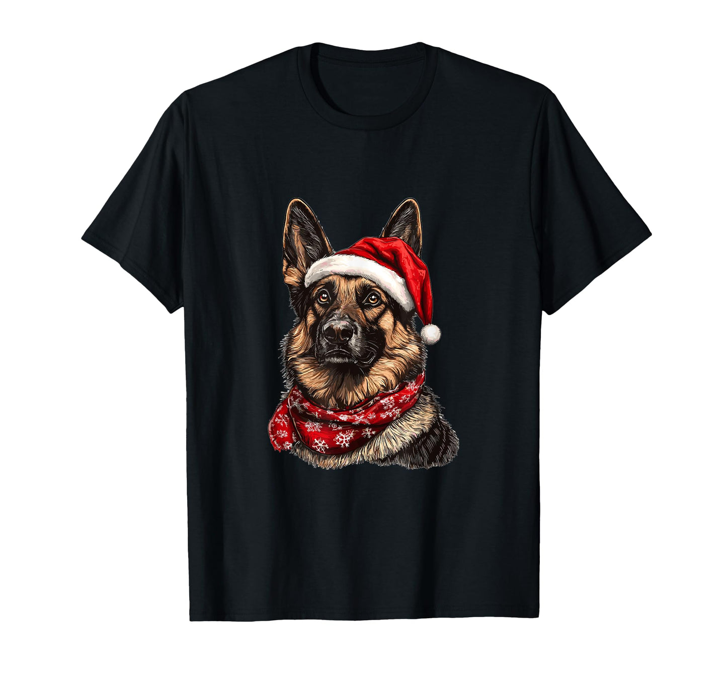 Cute German Shepherd Dog Christmas Merry X-mas Graphic T-Shirt