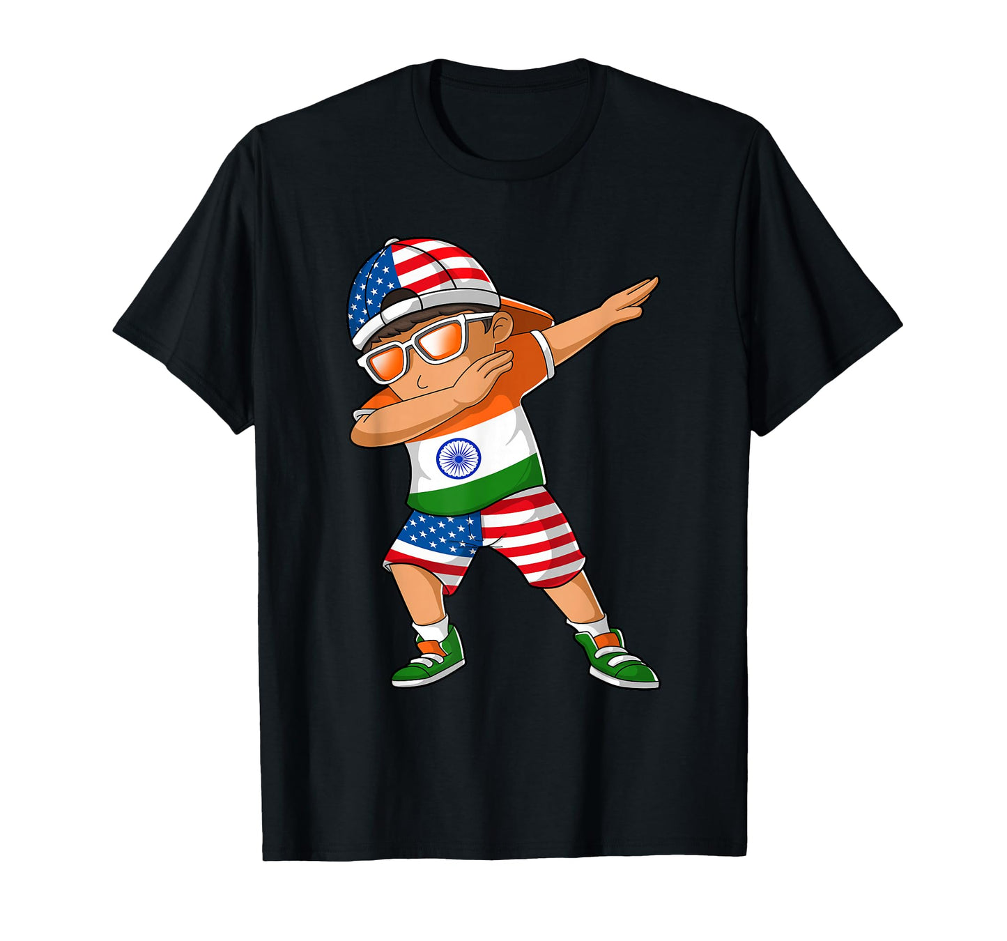 Half American Half Indian Boy Kid India Flag Patriotic T-Shirt