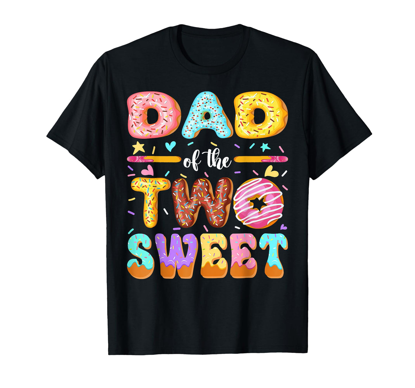 Dad Of The Two Sweet 2Nd Birthday Girl Donut T-Shirt