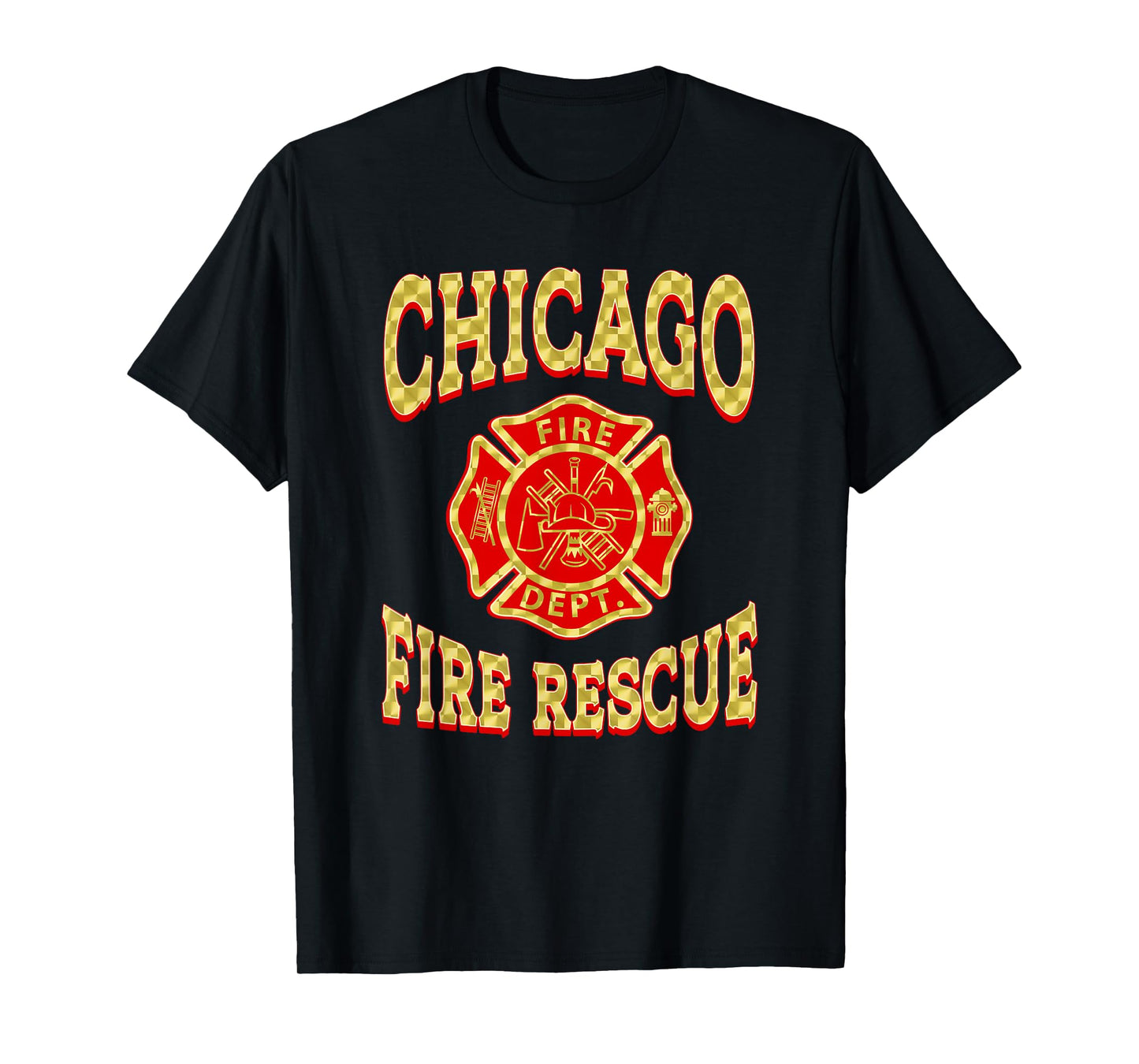 Retro Fire Department Chicago Firefighter Flag Rescue T-Shirt