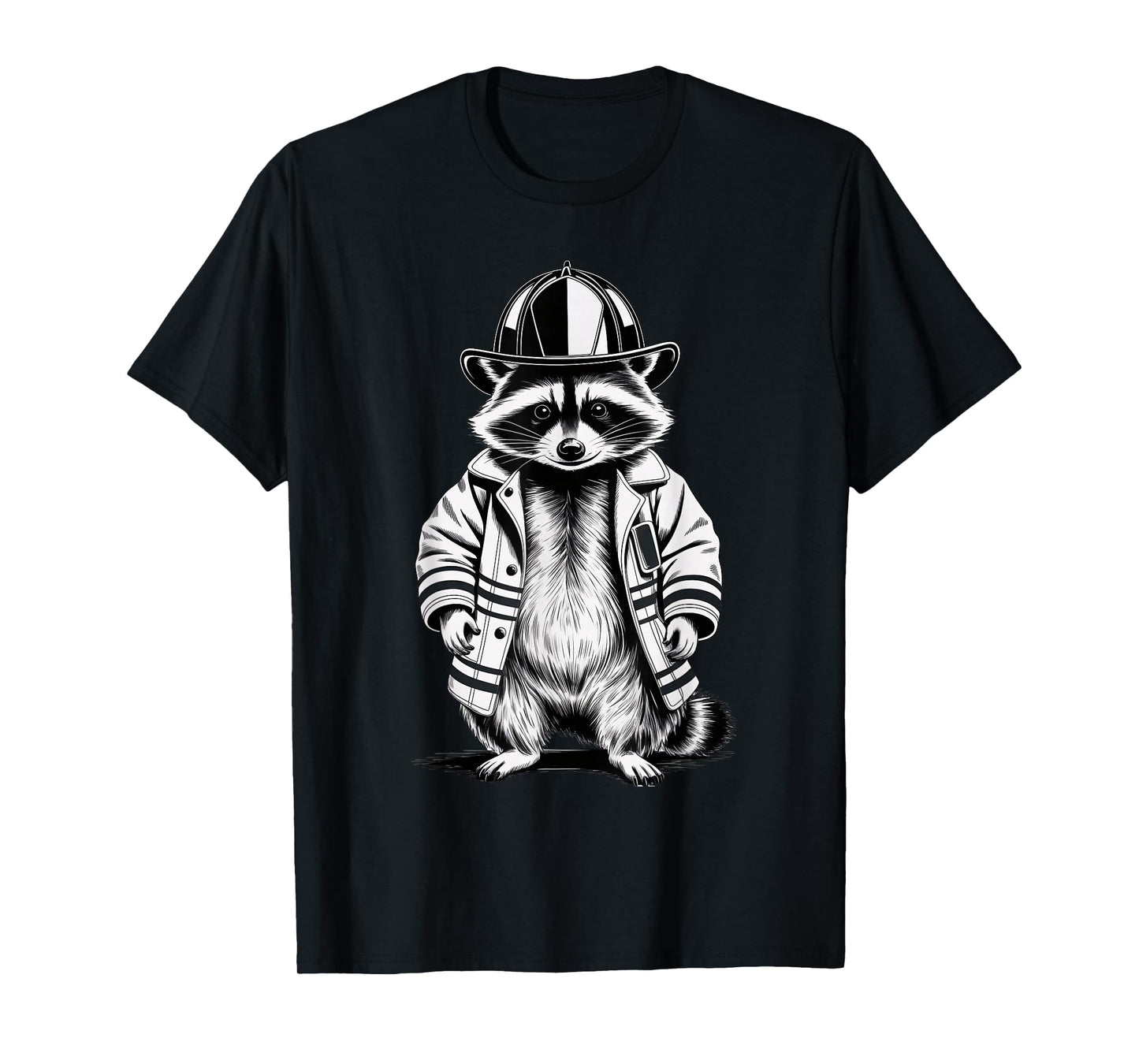 Funny Firefighter Raccoon T-Shirt