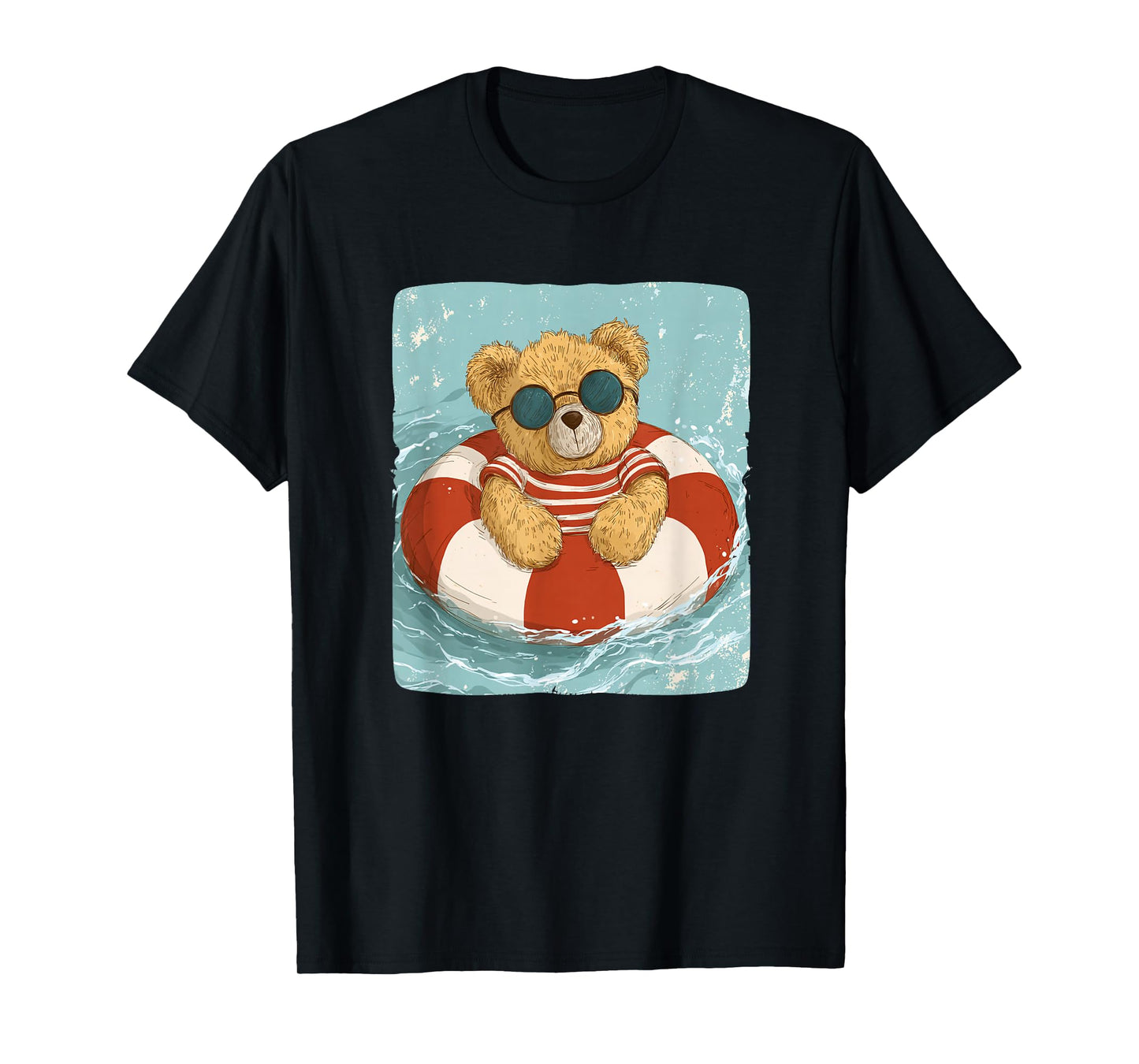 Handsome Teddy Bear in Pool Ring with Sunglasses Costume T-Shirt