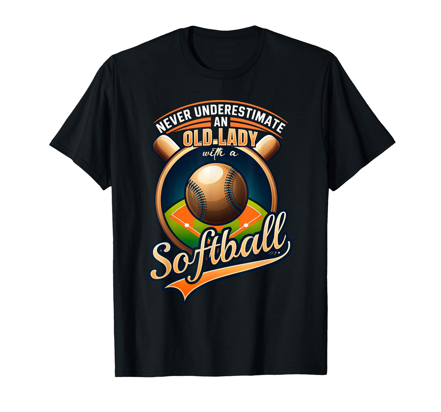 Never Underestimate Old Lady with a Softball Sport Player T-Shirt