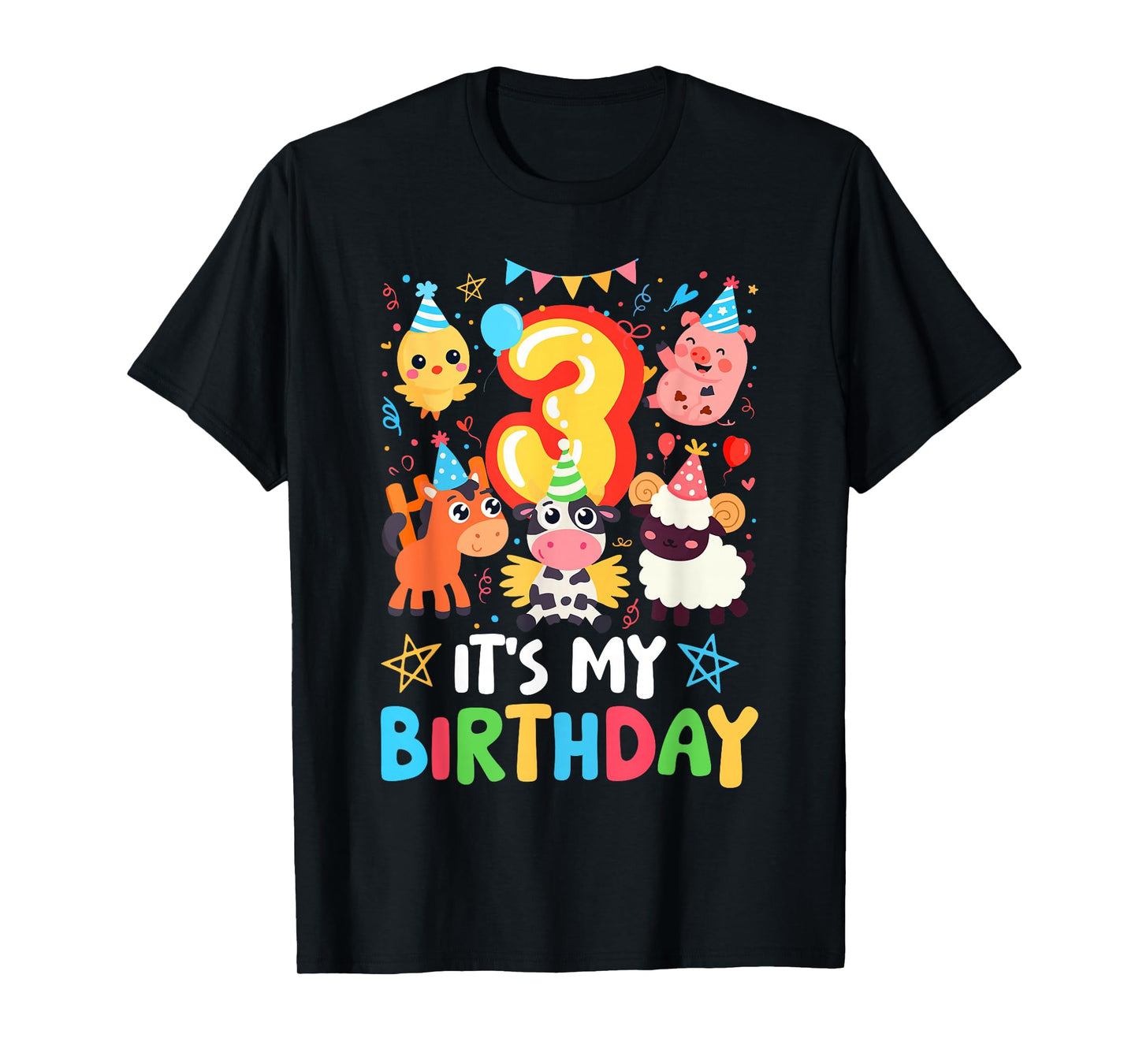 3rd Birthday It's My Birthday Farm Animal T-Shirt
