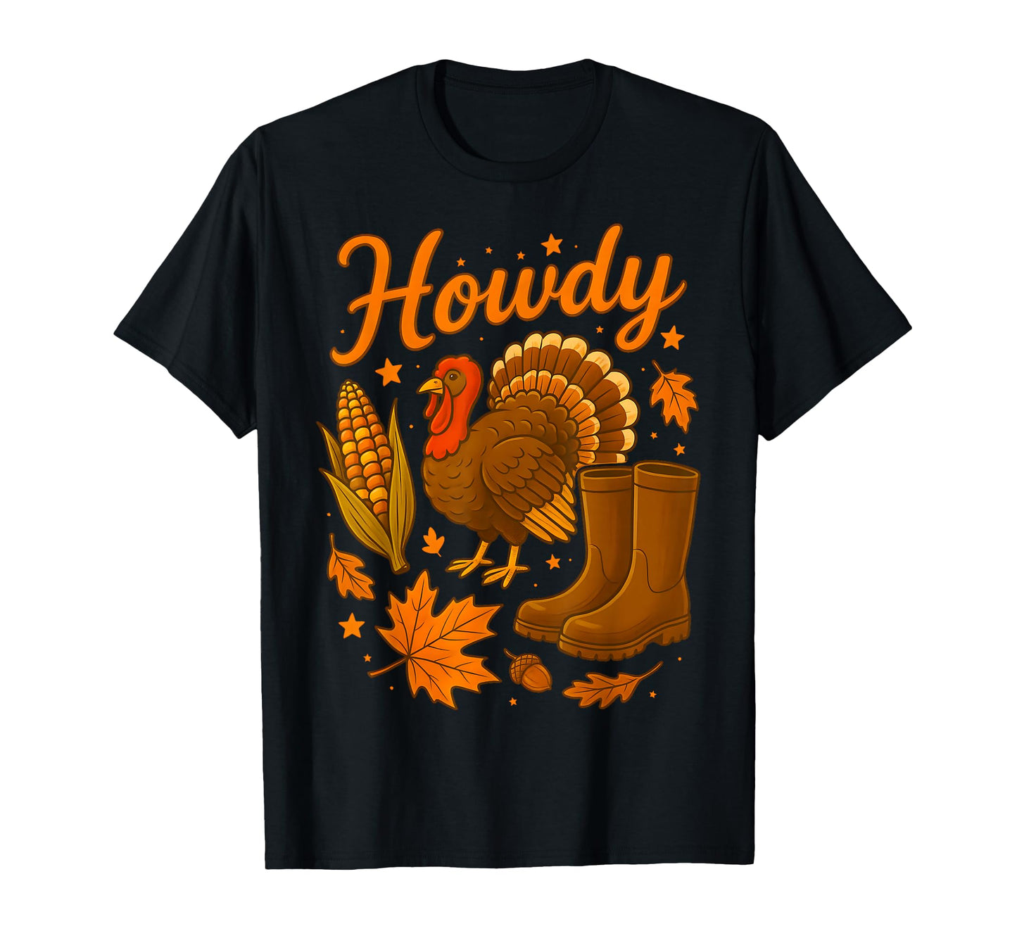 Howdy Cowgirl Western Rodeo Cozy Fall Thanksgiving Turkey T-Shirt