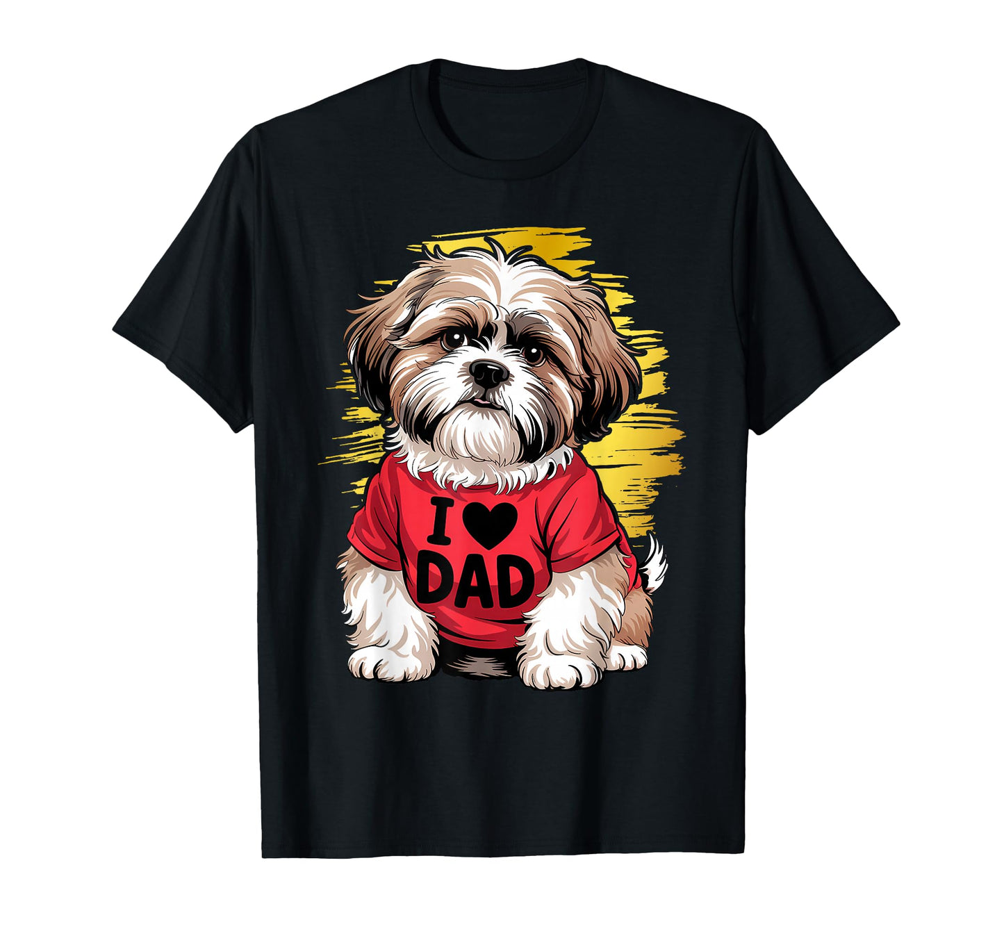 I Love Dad Tattoo Shih Tzu Dad Funny Father's Day T-Shirt