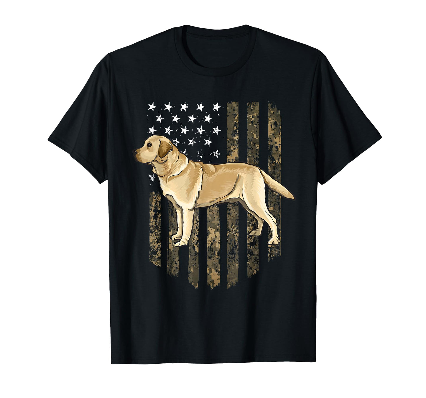 Camo American Flag Yellow Labrador Retriever 4th of July USA T-Shirt