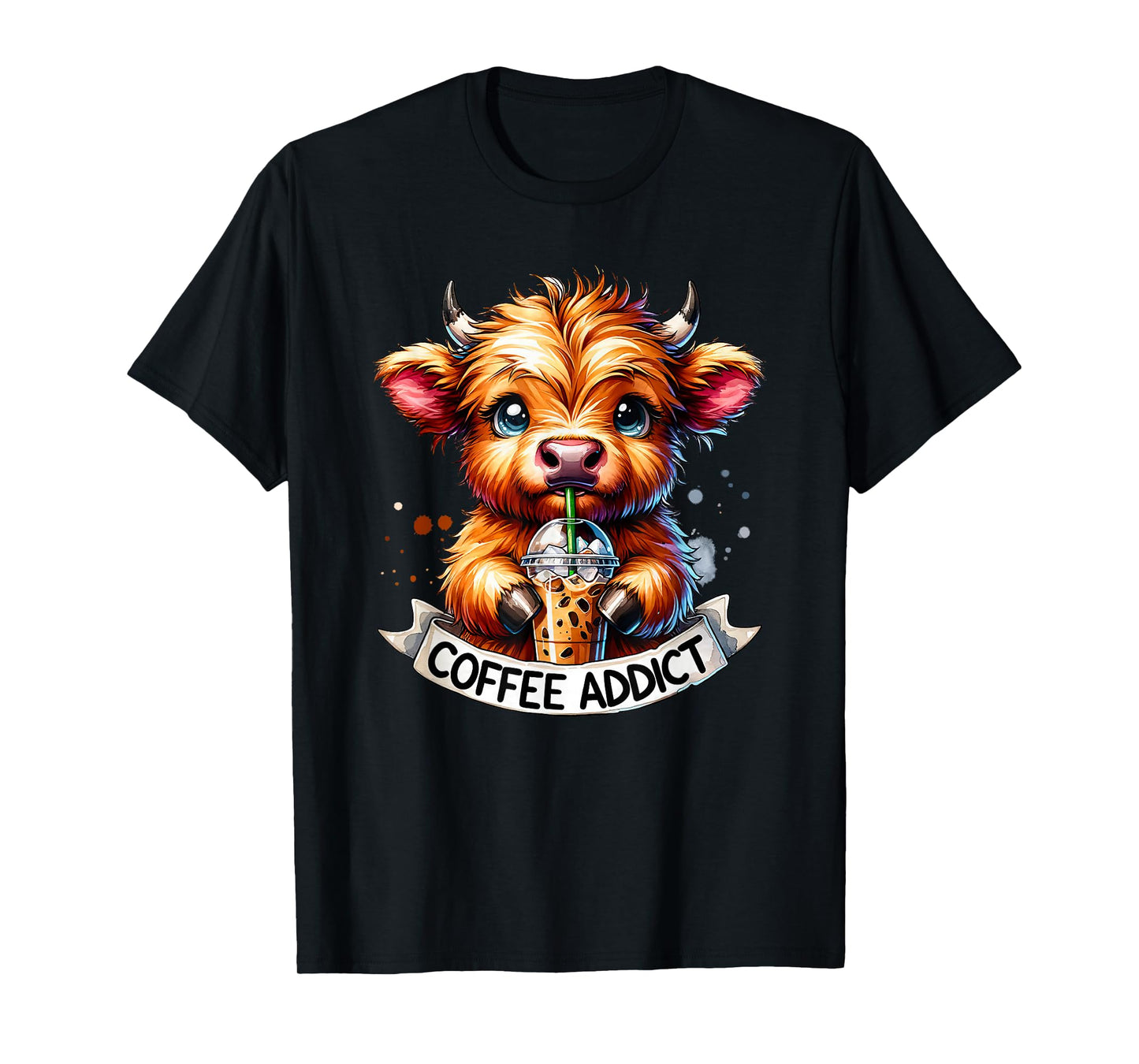 cute highland cow coffee addict T-Shirt