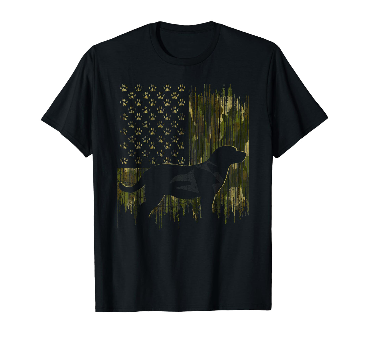 Vintage Camouflage USA Flag Love Labrador Dog Lab Silhouette T-Shirt