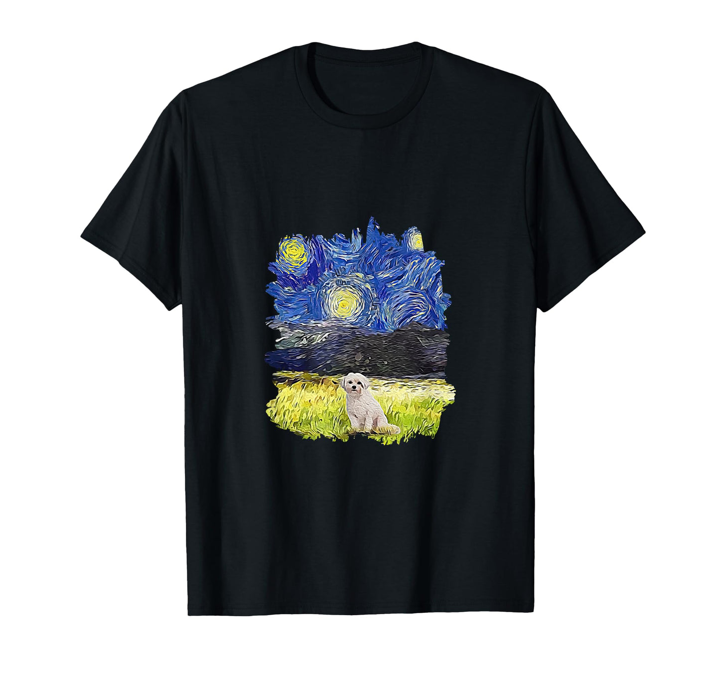 Starry Night Impressionist - Dog Art Coton de Tulear T-Shirt for Men Women Kids