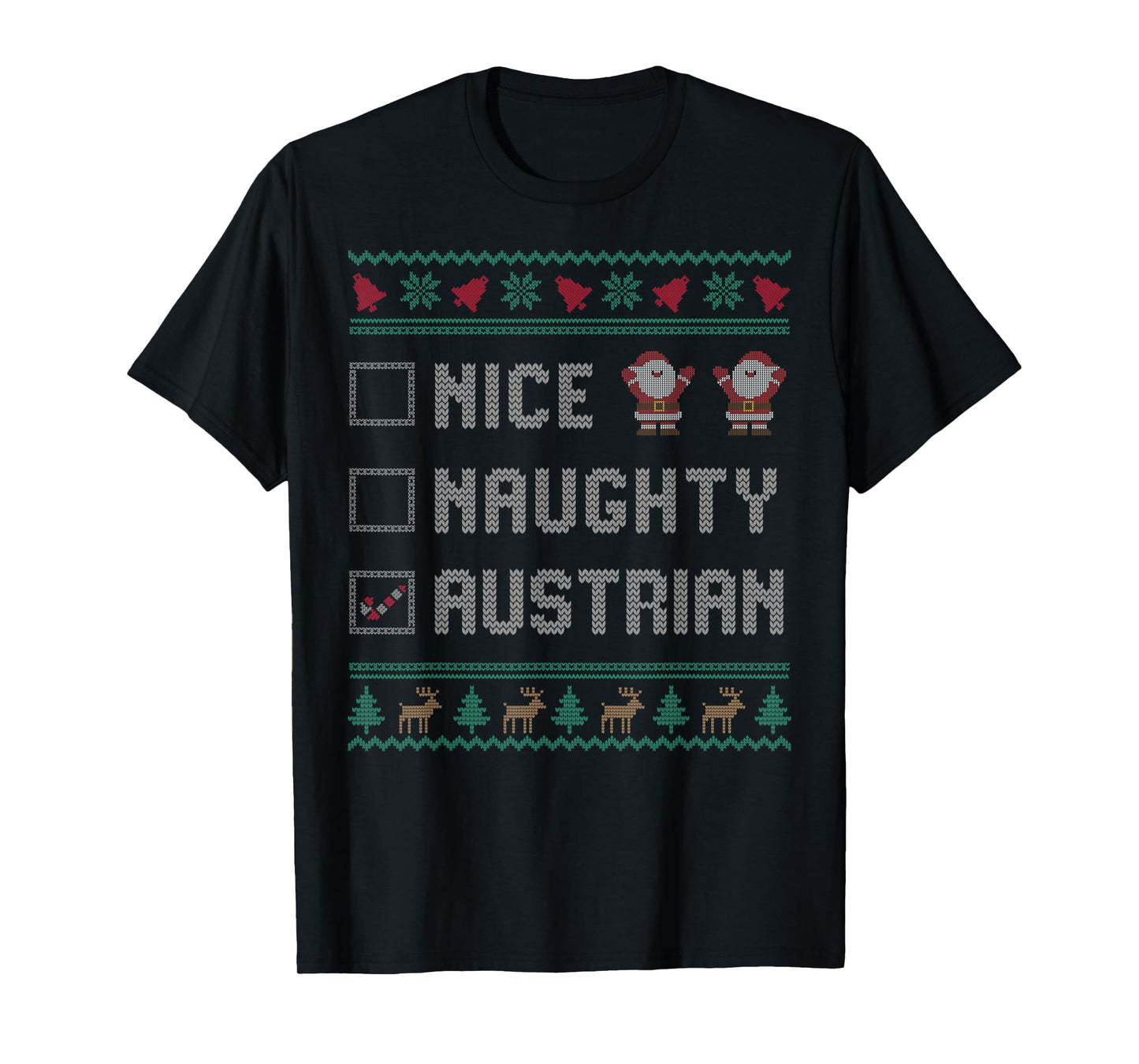 Nice Naughty Austrian Christmas Pajama Matching T-Shirt