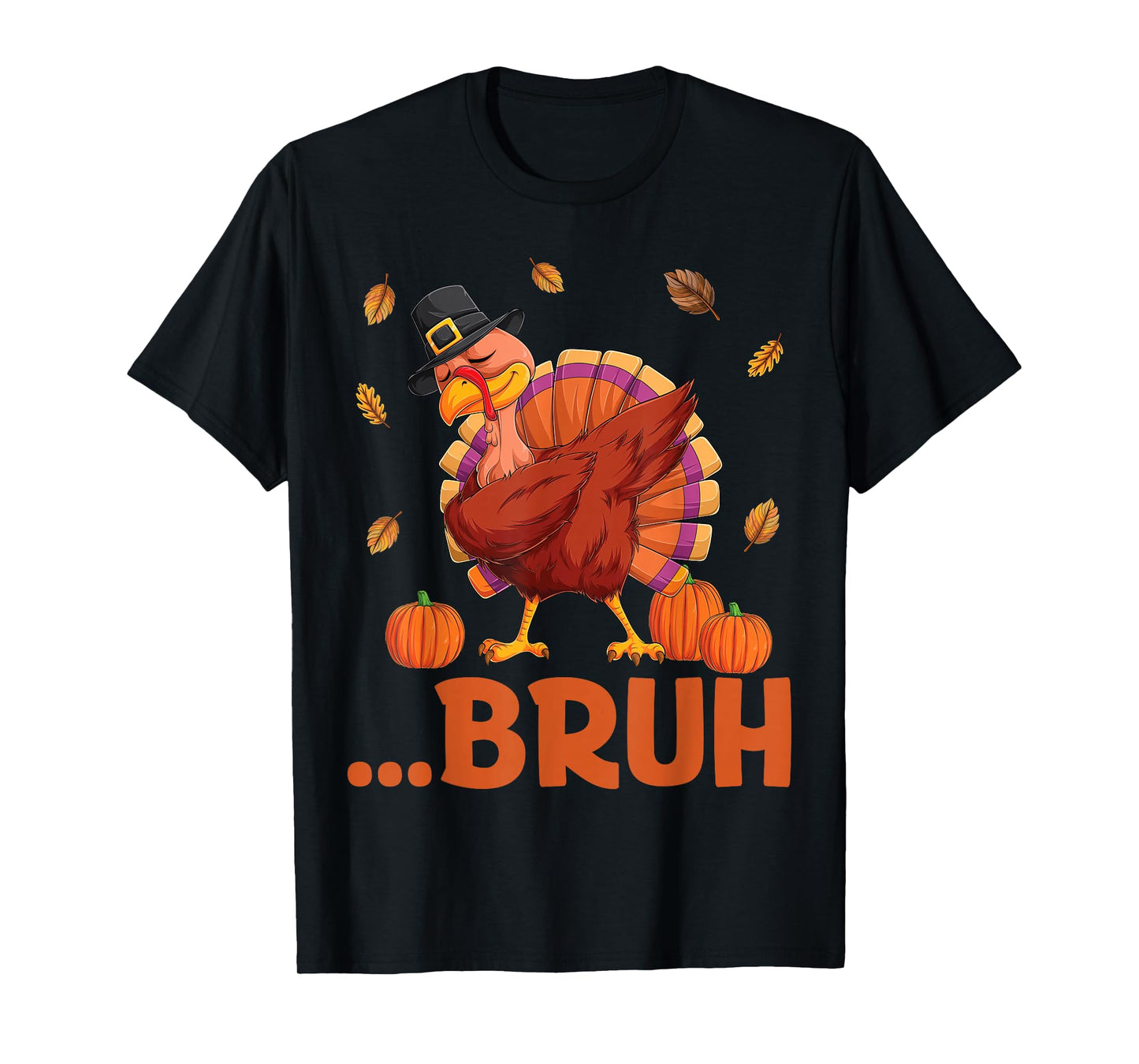 Bruh Dabbing Turkey Boys Kids Mens Thanksgiving Funny T-Shirt