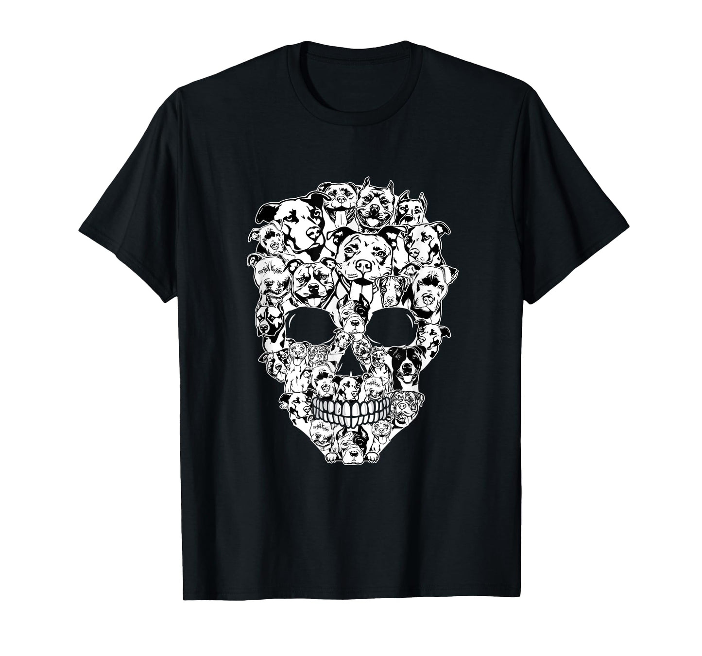 Funny Pitbull Skull Dog Skeleton Halloween T-Shirt for Men Women Kids