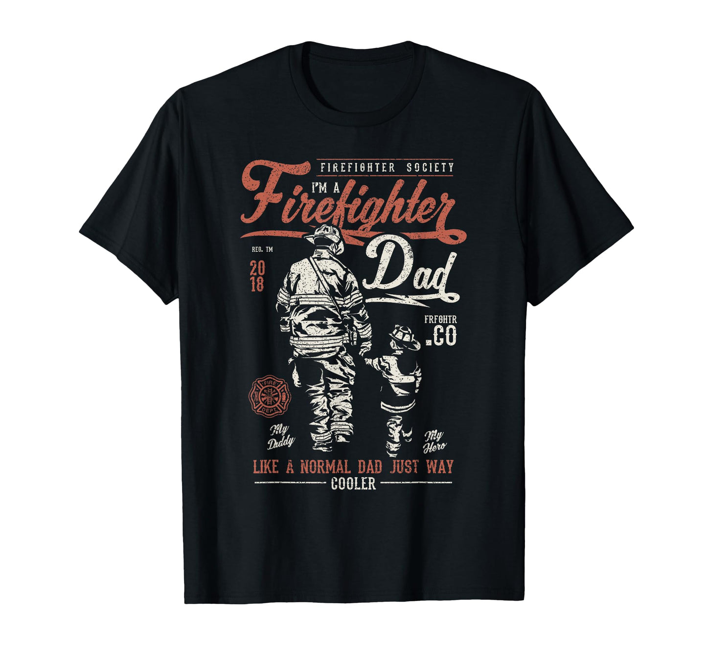 Distressed Firefighter Dad Shirt Men Fathers Day Fireman T-Shirt