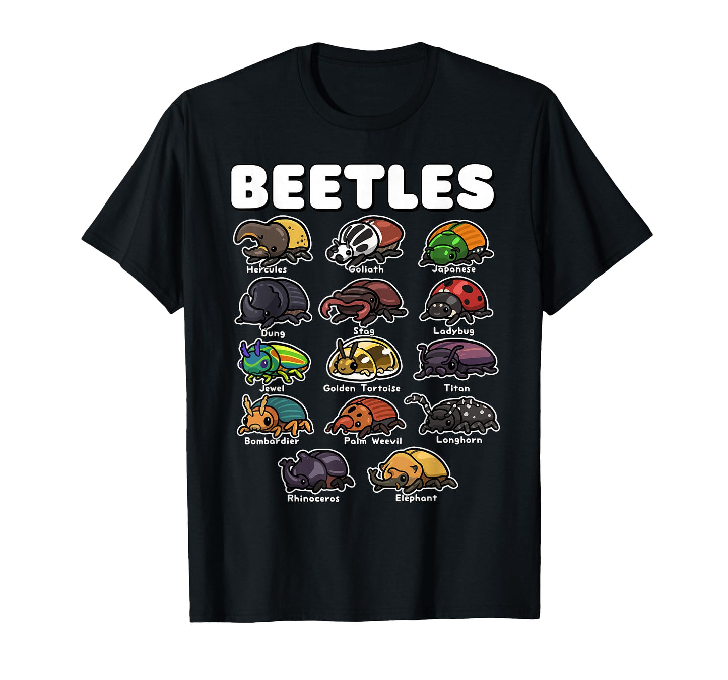 Cute Beetles Collection Funny Insect Cartoon Entomology Art T-Shirt