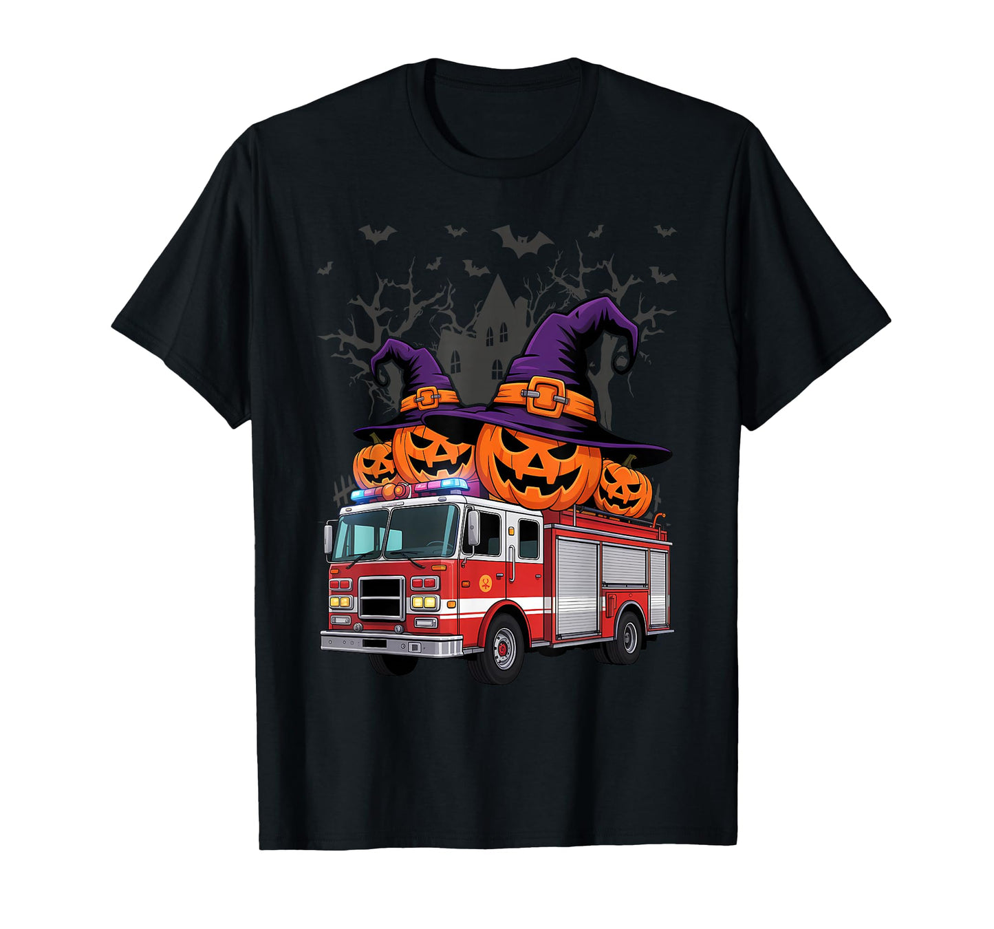 Kids Firetruck Pumpkin Firefighter Toddler Boys Halloween T-Shirt