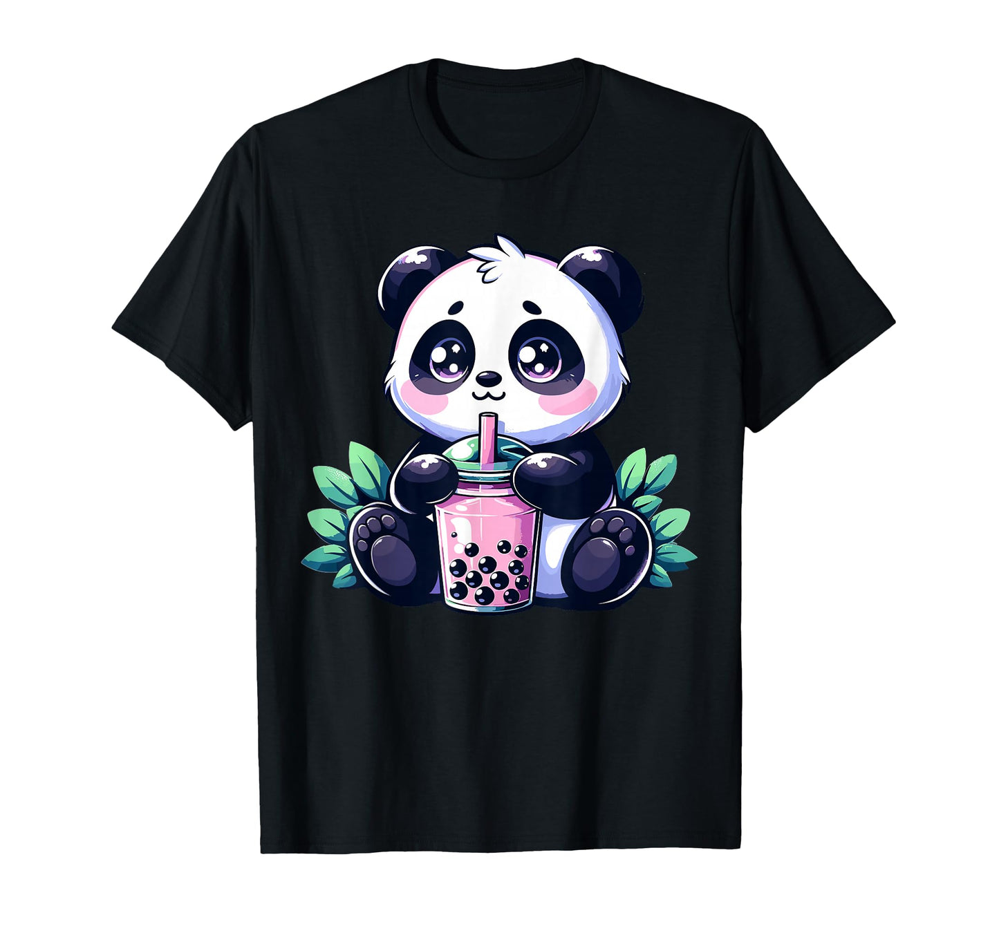 Kawaii Cute Anime Panda Drinking Bubble Tea Boba Tea Panda T-Shirt