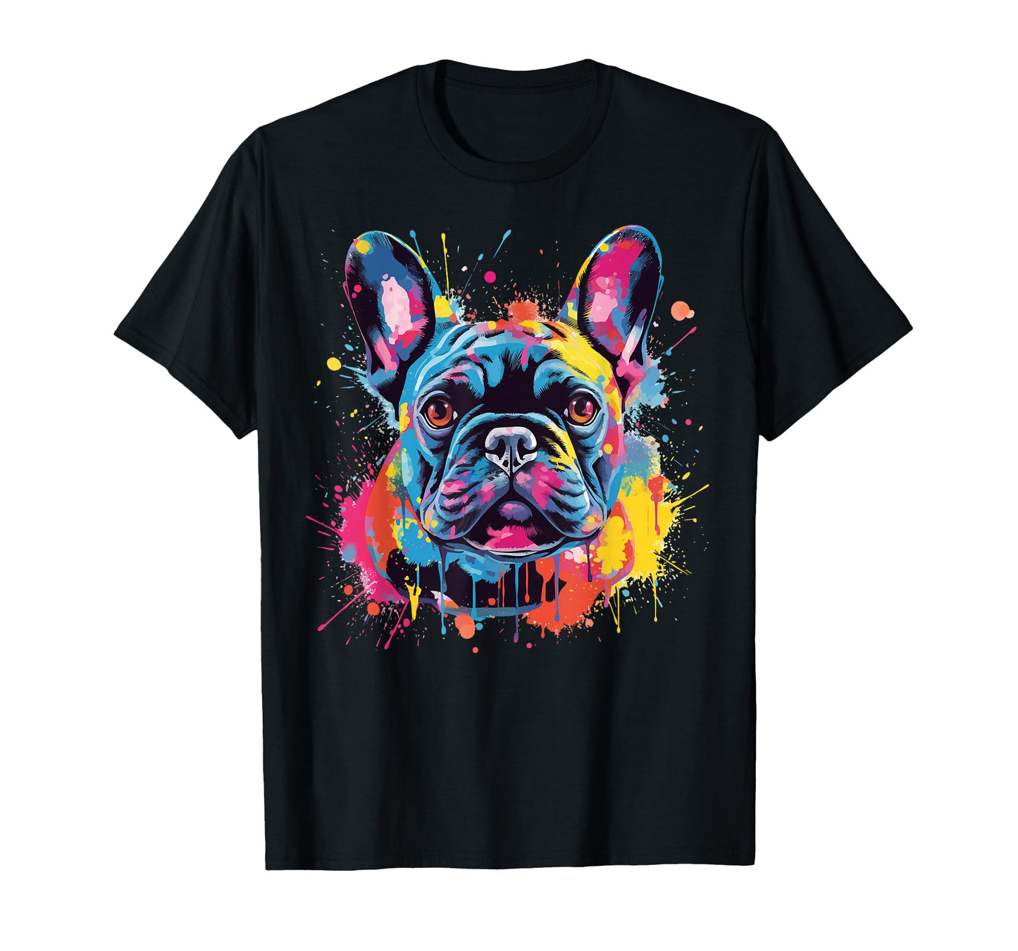 Colorful French Bulldog Dog Splash Art T-Shirt