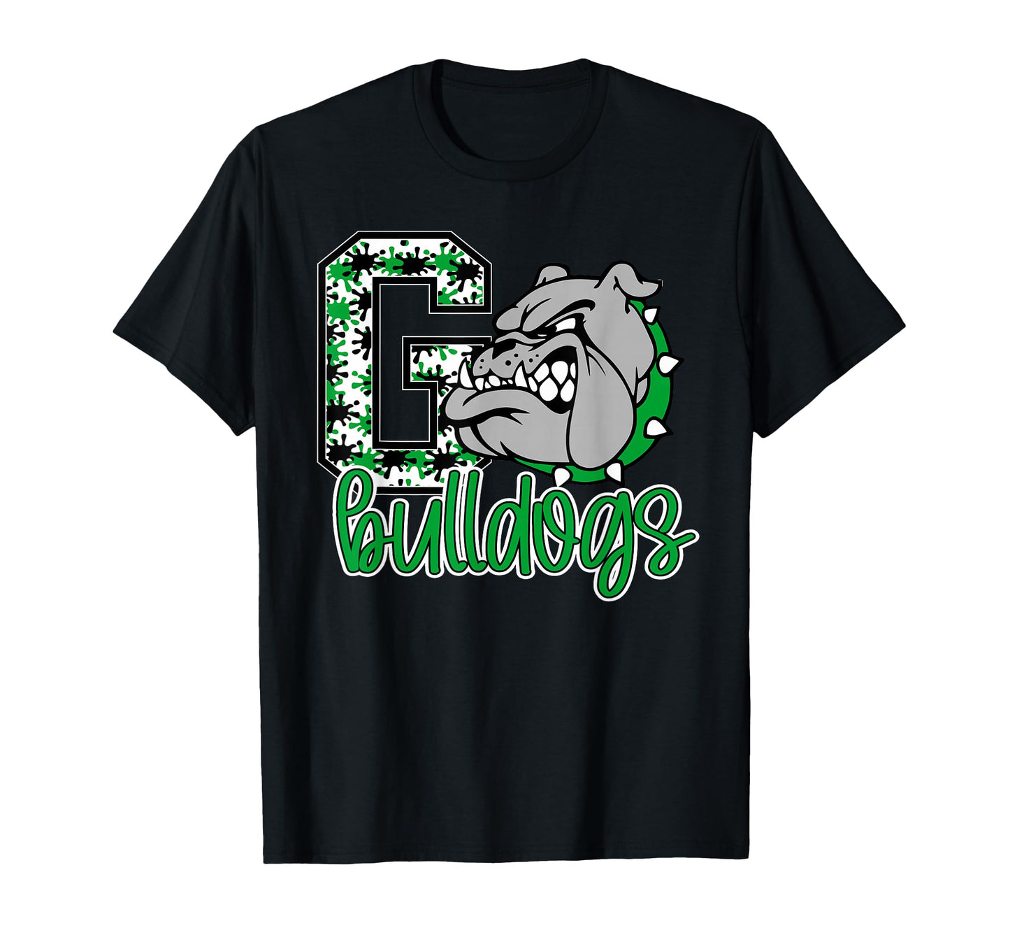 Go Bulldogs Green Bulldog Pride School Spirit Mascot Bulldog T-Shirt