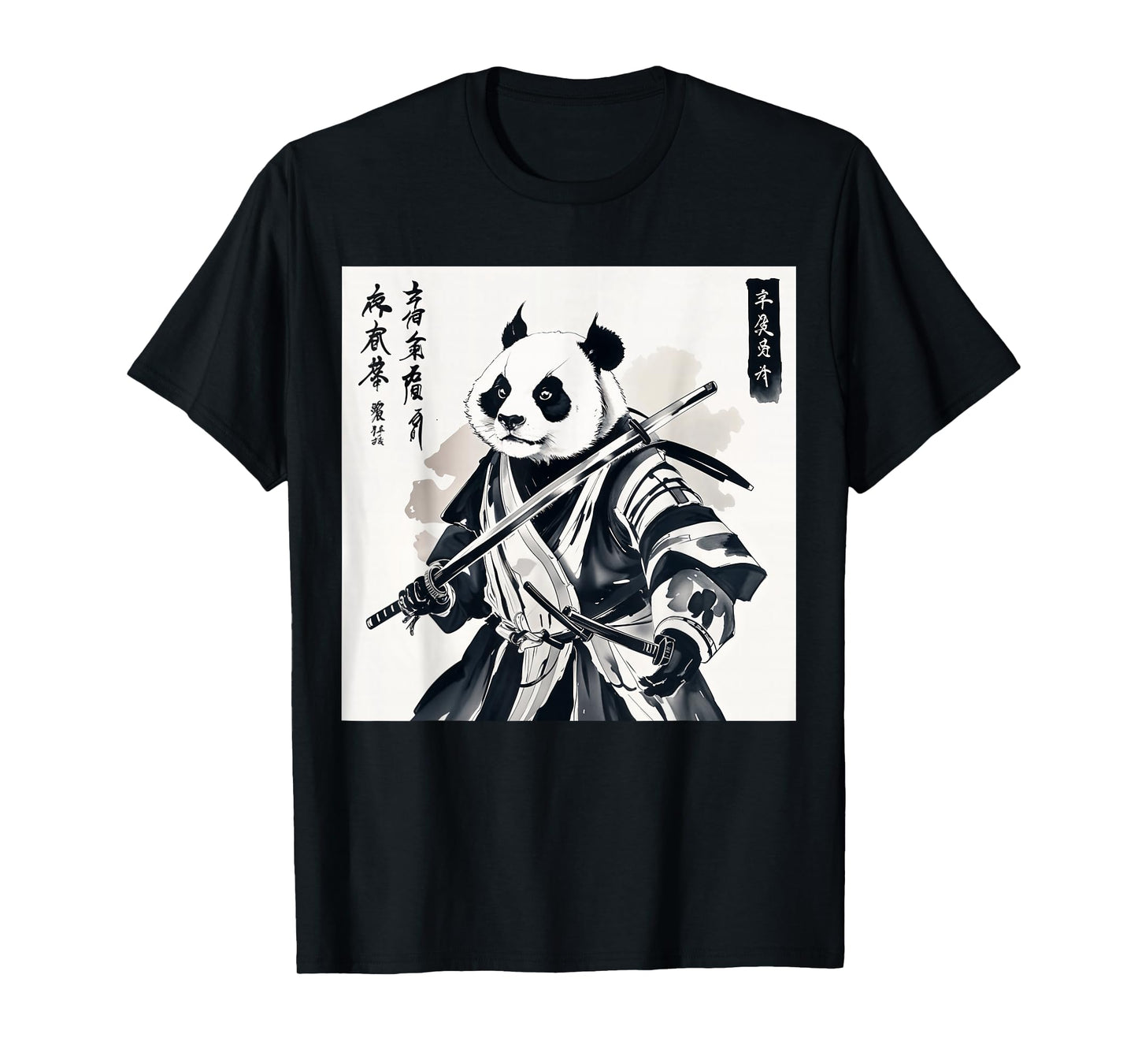 Samurai Panda Graphic Warrior Art tee Japanese Anime Ukiyo-e T-Shirt