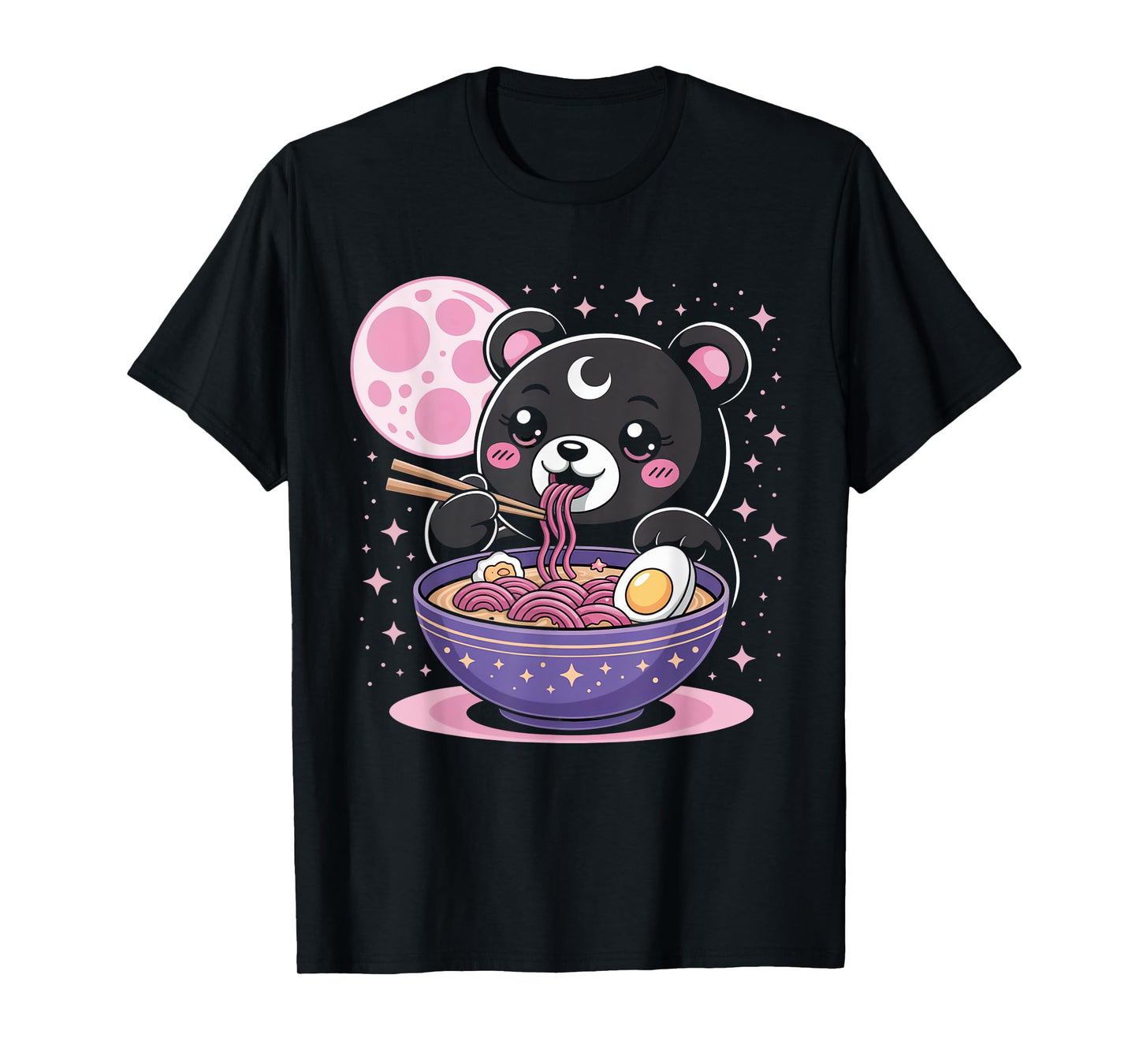 Pastel Goth Clothing Bear Eating Ramen Goth Girl Clothes T-Shirt