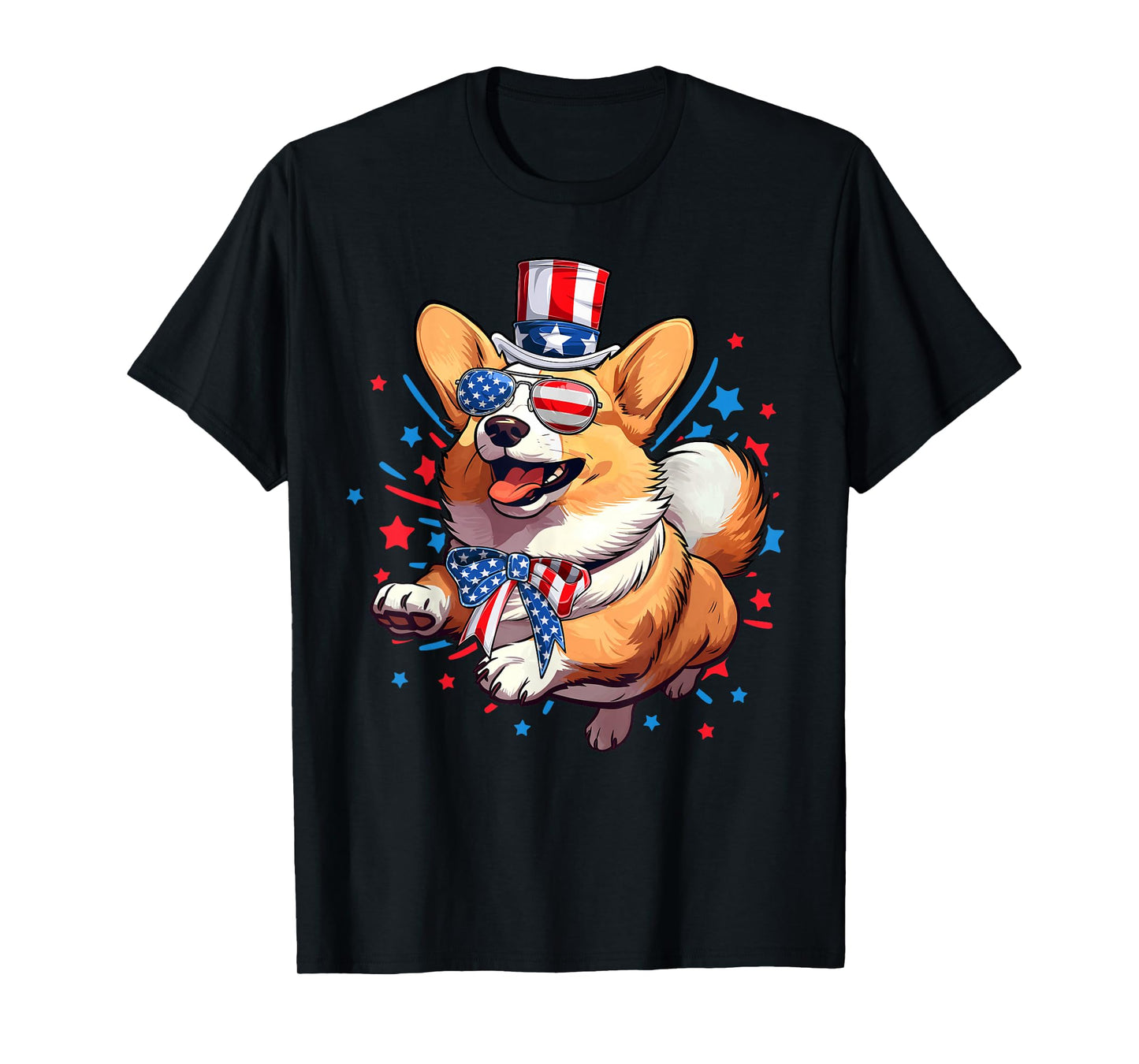 Corgi Dog 4th of July American USA Flag Patriotic Funny T-Shirt