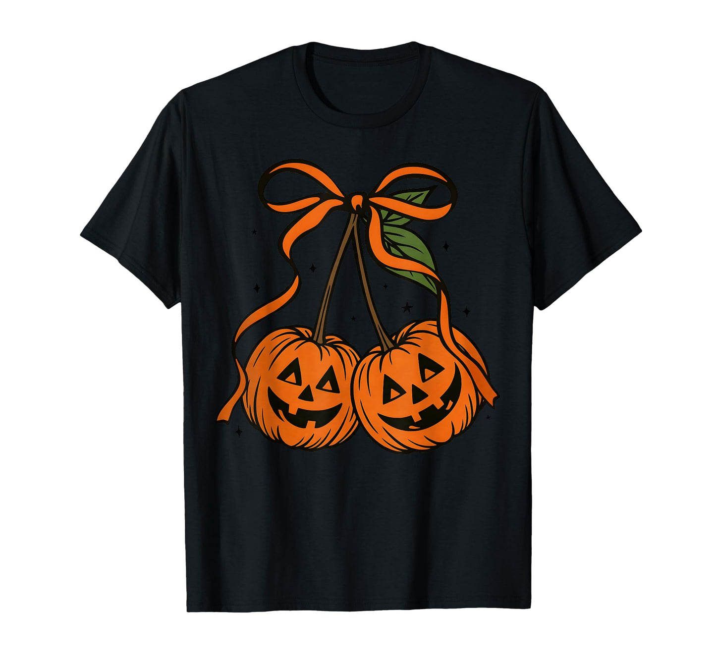 Coquette Pumpkin Cheeries Bow Halloween Fall Autumn Women T-Shirt