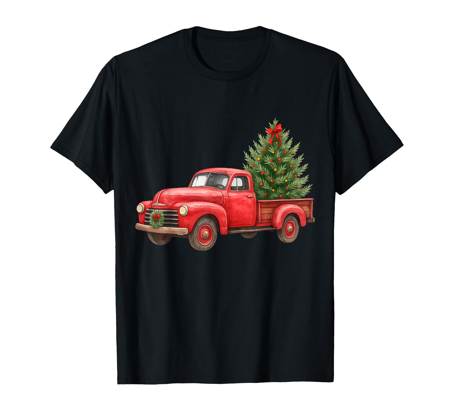 Vintage Red Truck Christmas Tree Winter Season T-Shirt