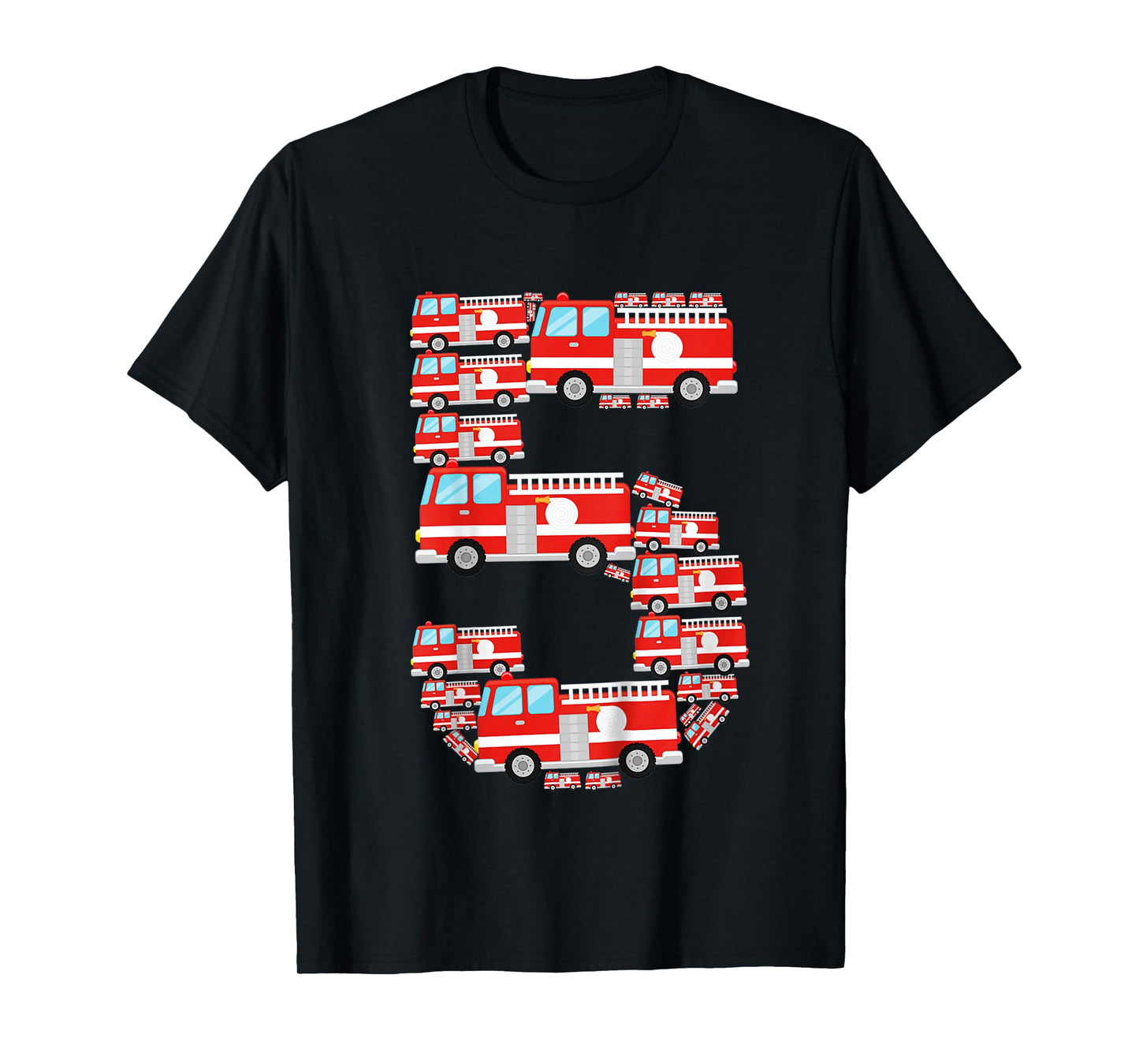 Kids Fire Truck 5th Birthday Boy 5 Year Old Toddler Firefighter T-Shirt