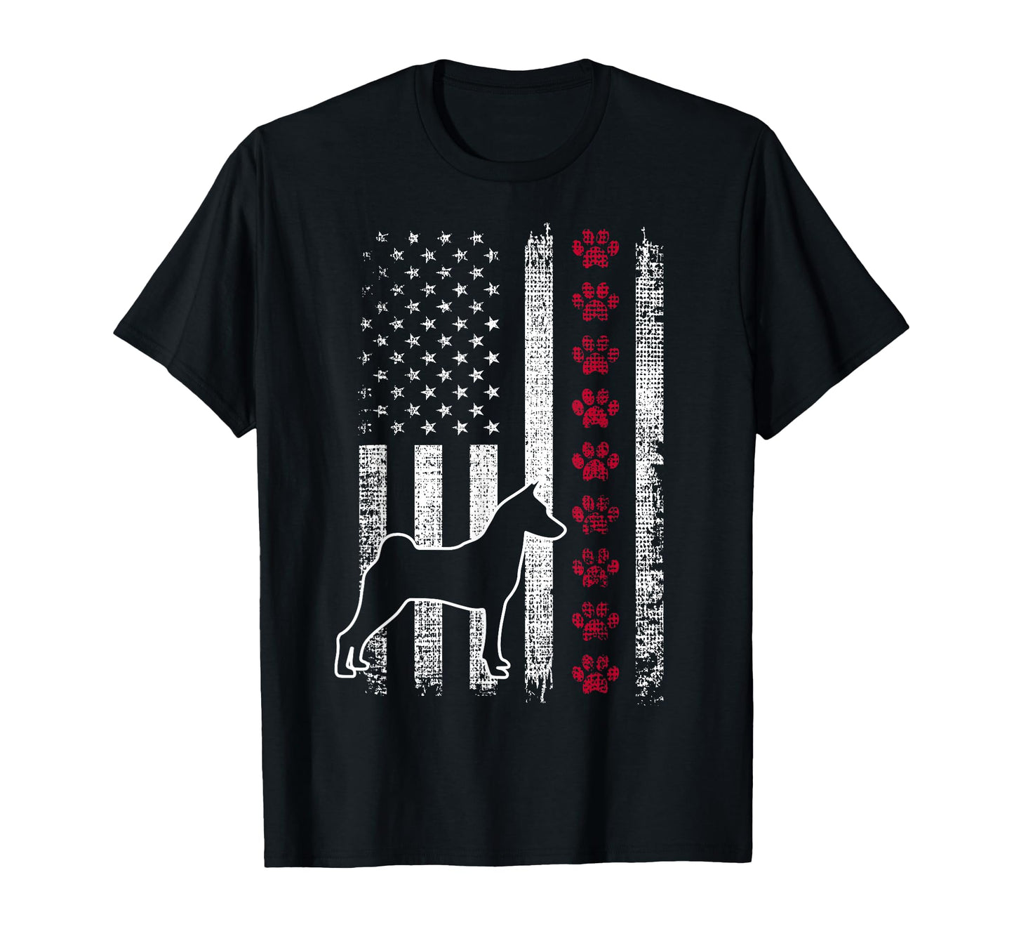 Vintage Retro USA Patriotic American Flag Basenji T-Shirt