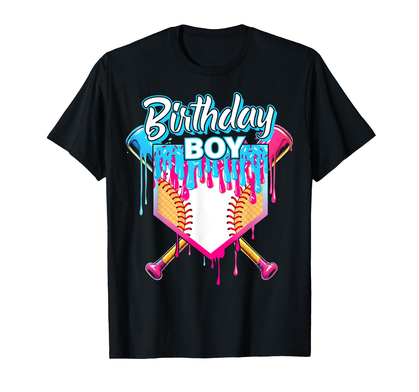 Baseball Drip Birthday Boys Ice Cream Sprinkle Youth T-Shirt