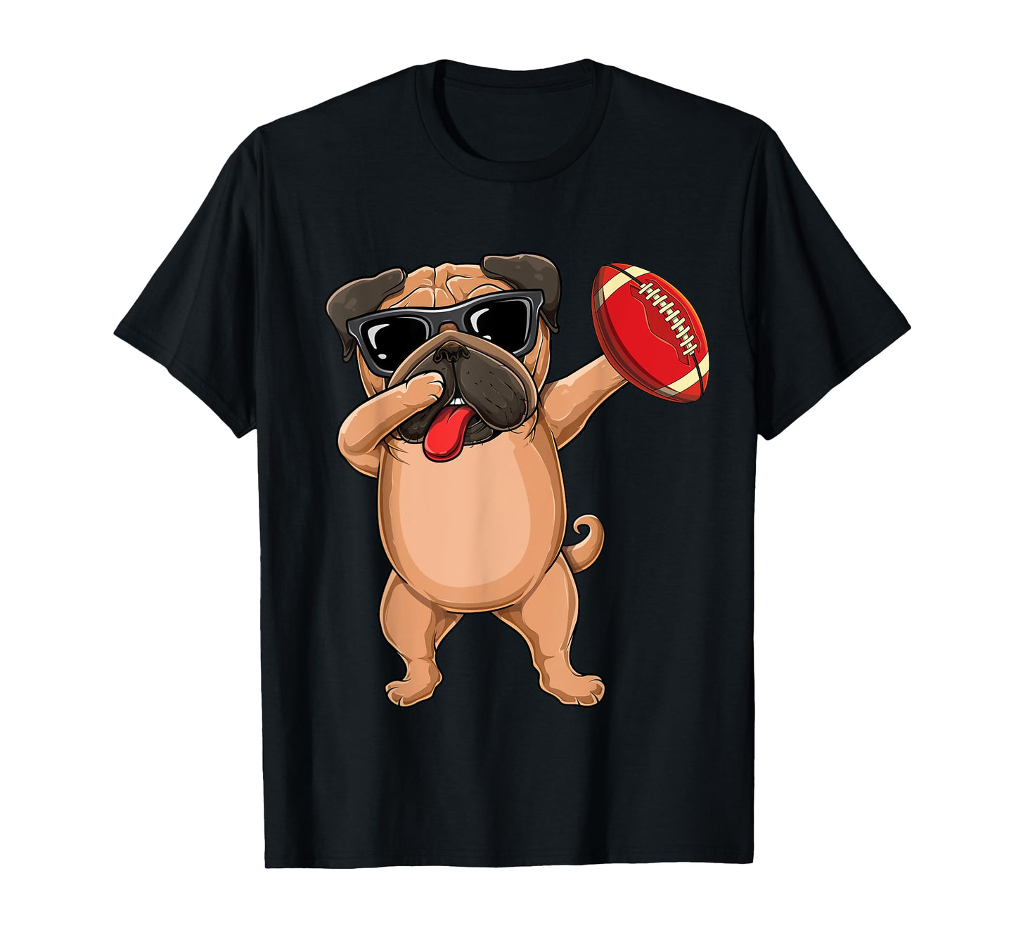 Dabbing Cute football sunglasses Pug dog- Pet lover & dab T-Shirt