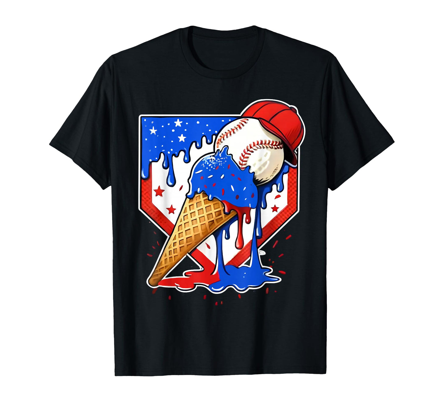 Baseball Drip Boys Home Plate Ice Cream Respect The Drip T-Shirt