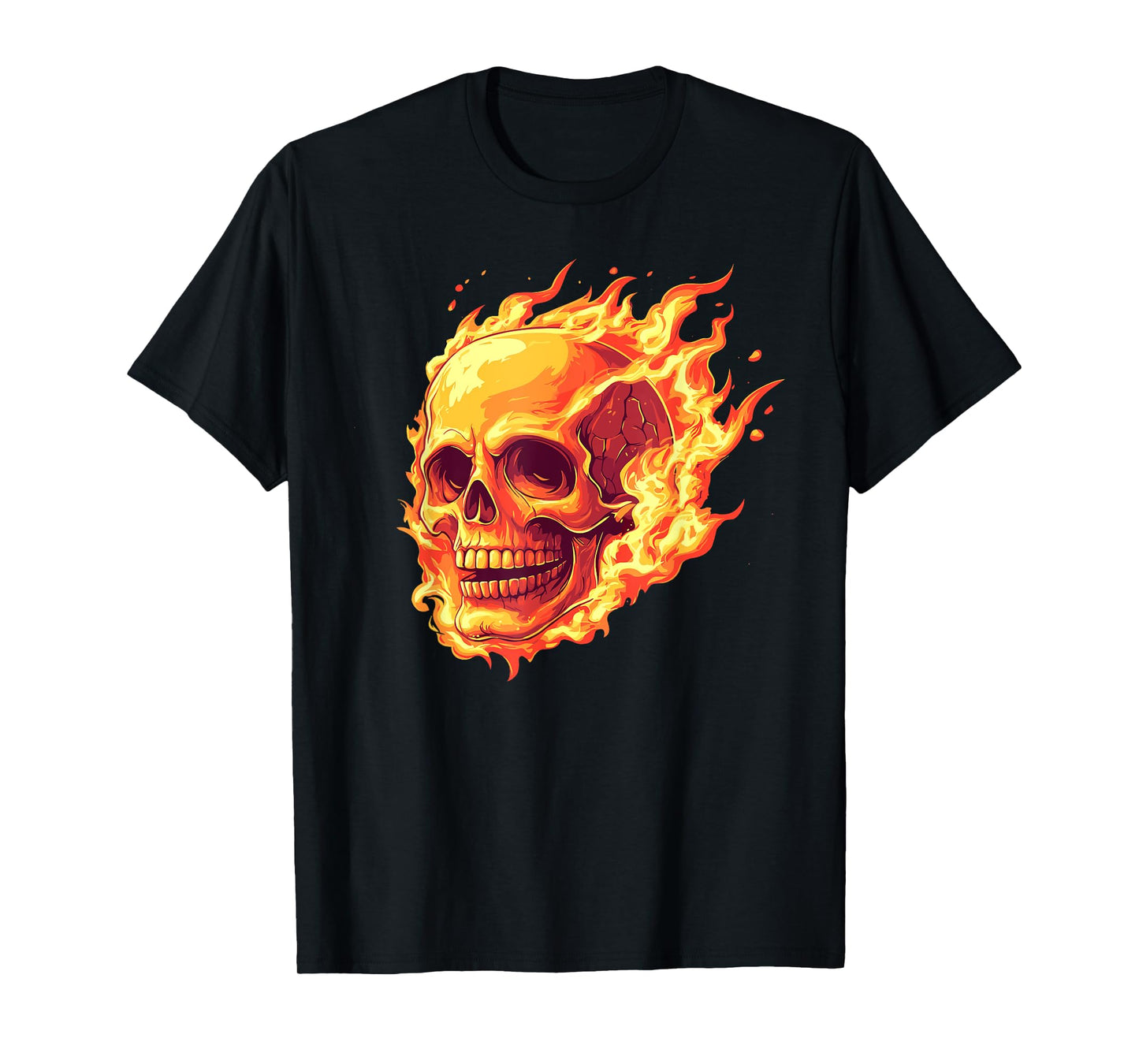 Skull on fire, flame, Rock, modern and design! T-Shirt