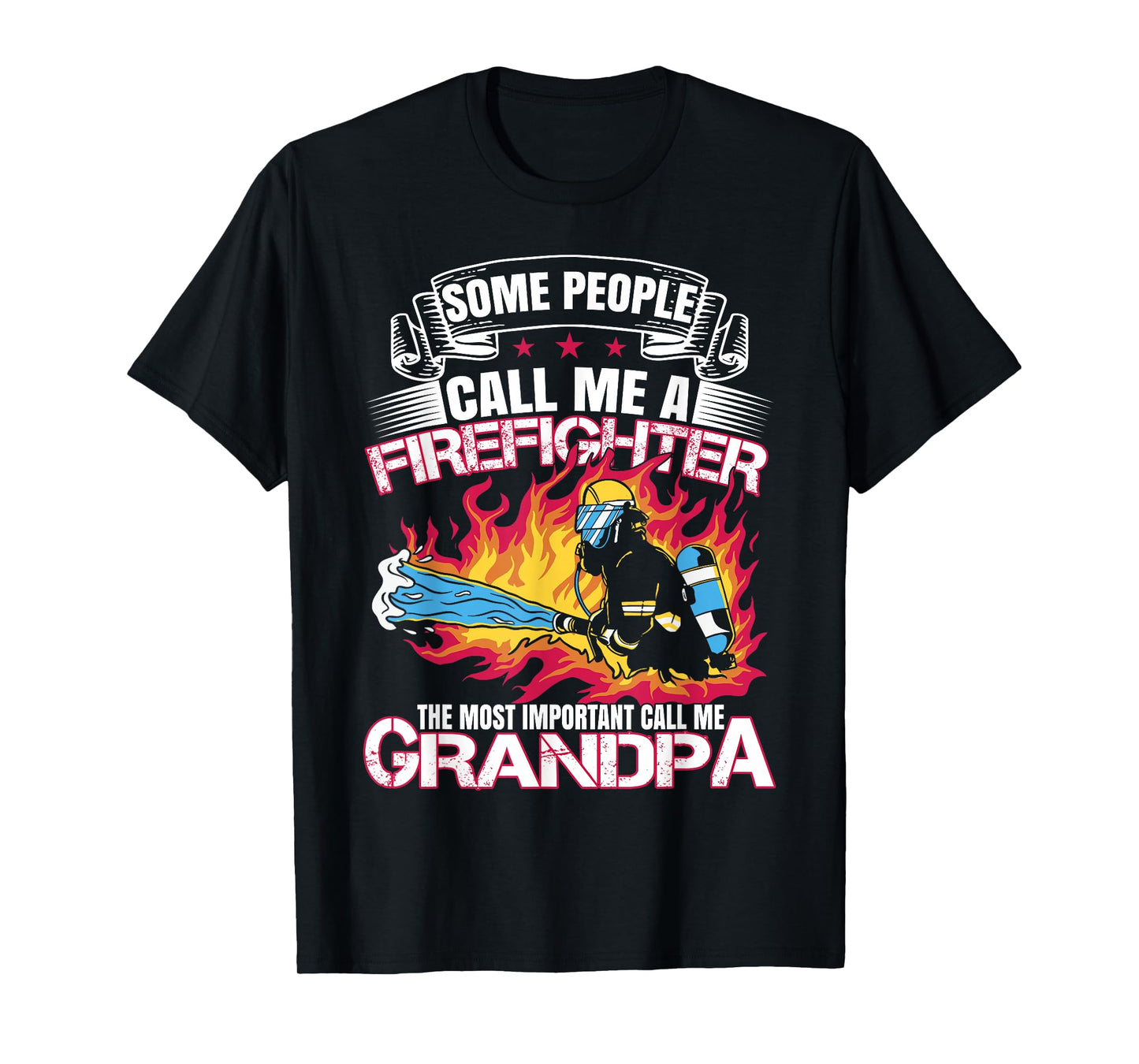 Funny Fireman Grandpa Fire Department Proud Firefighter T-Shirt