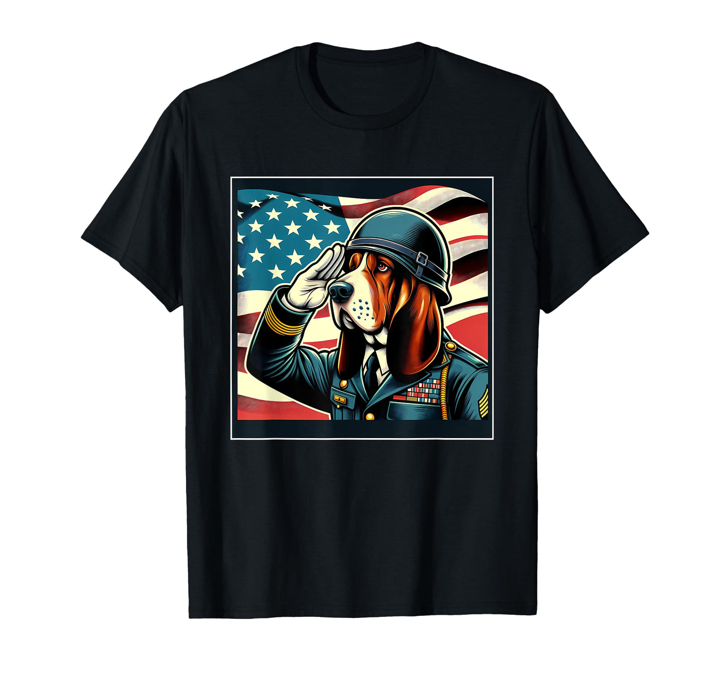 4th Of July US Flag Salute Basset Hound dog T-Shirt
