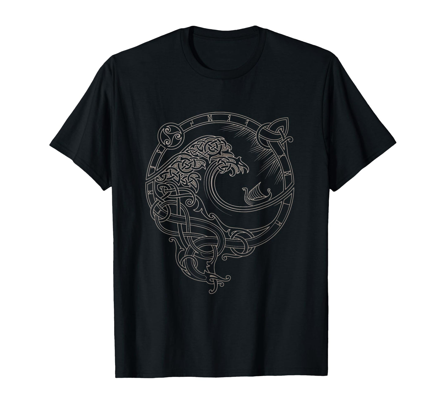 Vintage-Vikings celtic mythology dragon boat wave runes T-Shirt